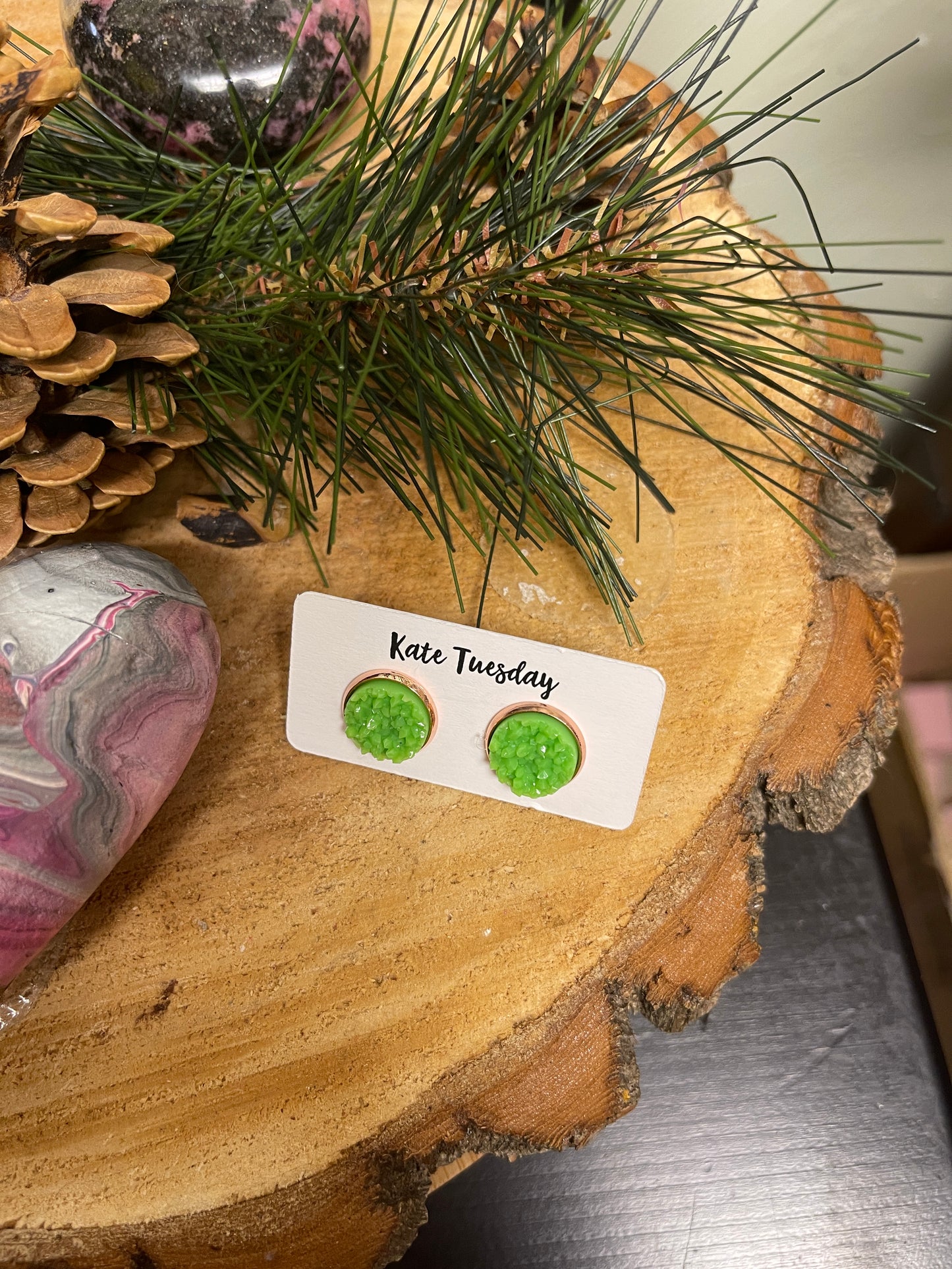 Sparkly Druzy Stud Earrings (4 colors to choose)Pink tiful of LOVE