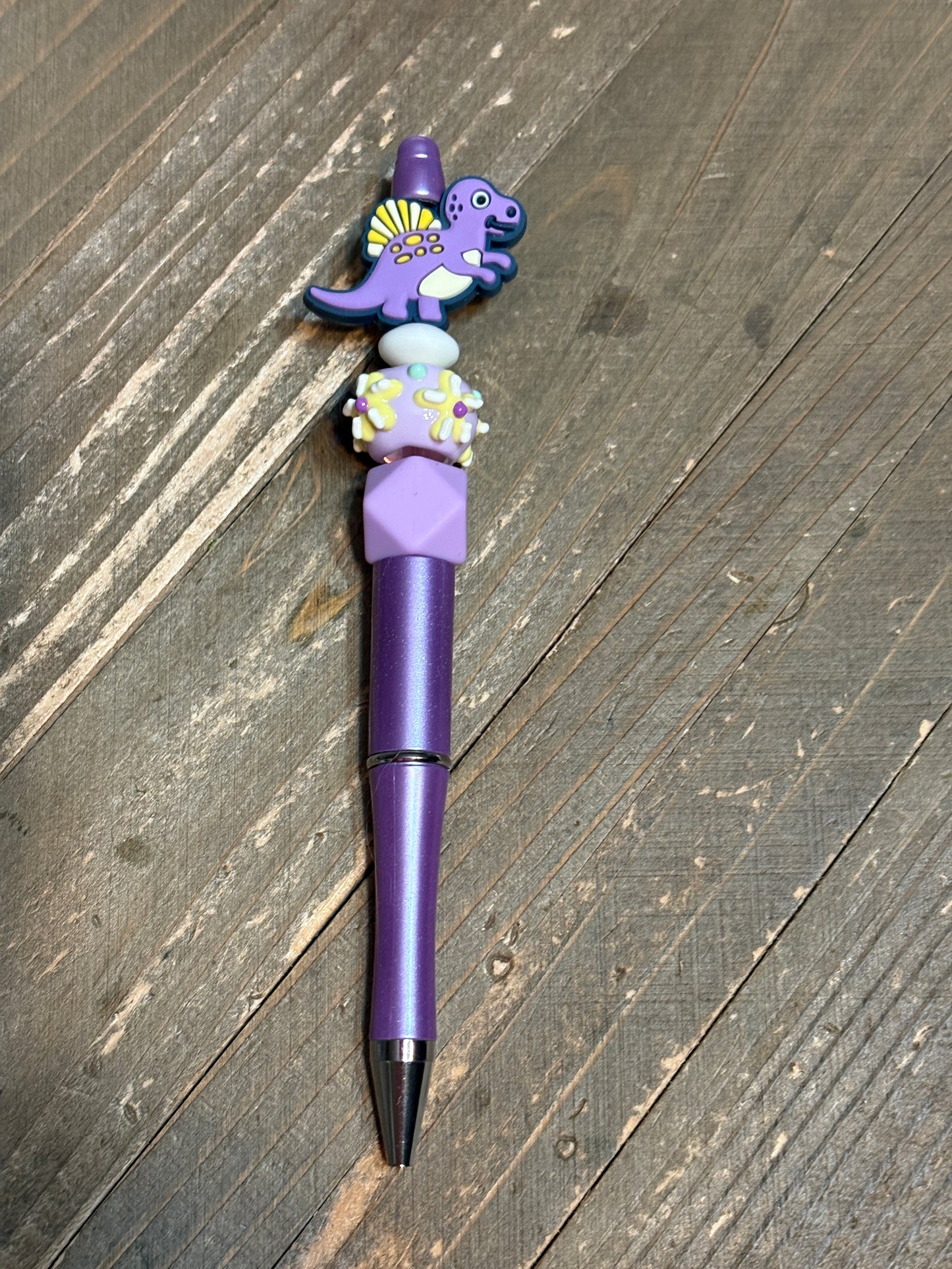 🦕 Paleo Purple Dinosaur Beaded Pen