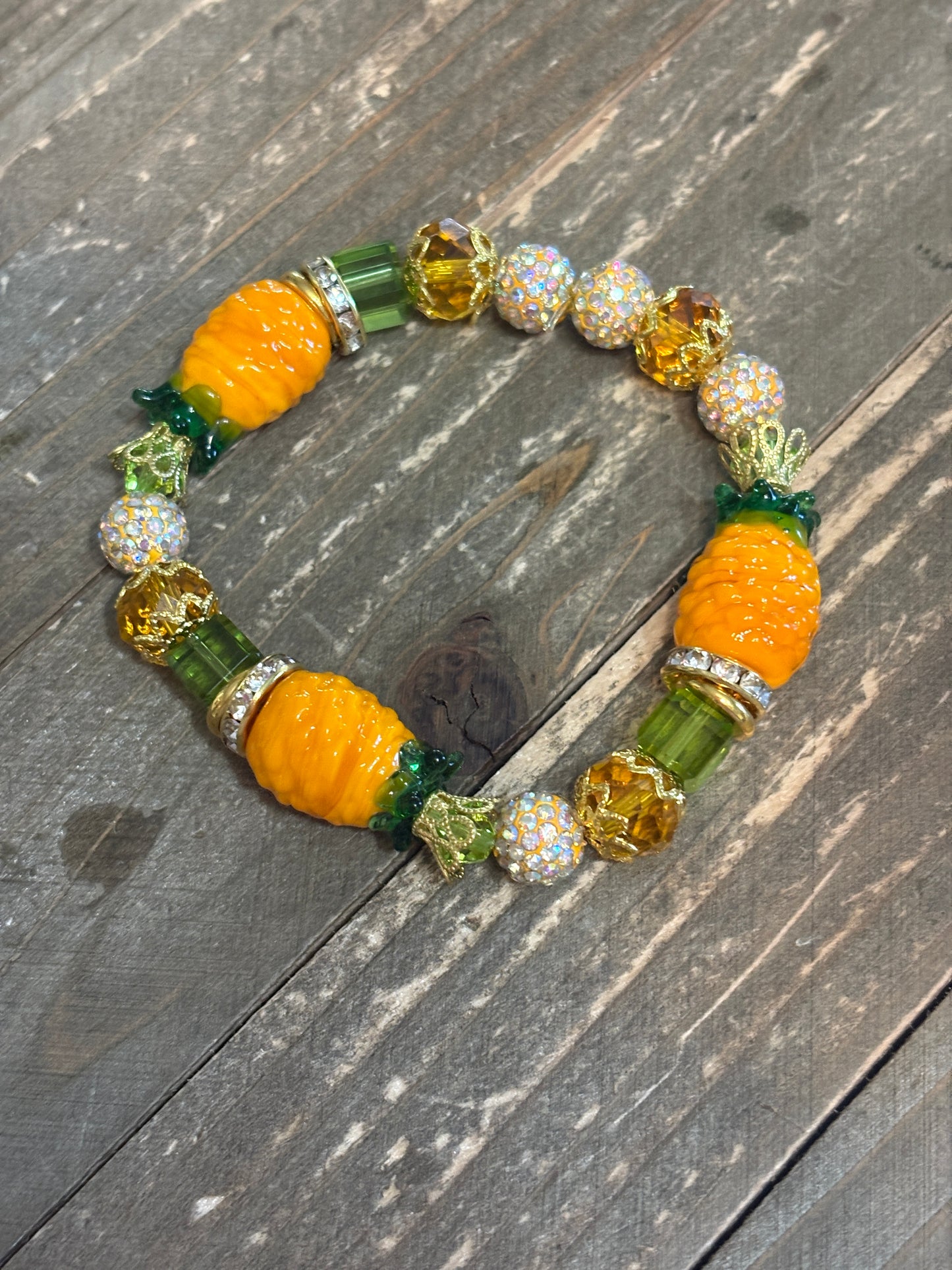 Pineapple Paradise Beaded Stretch Bracelet