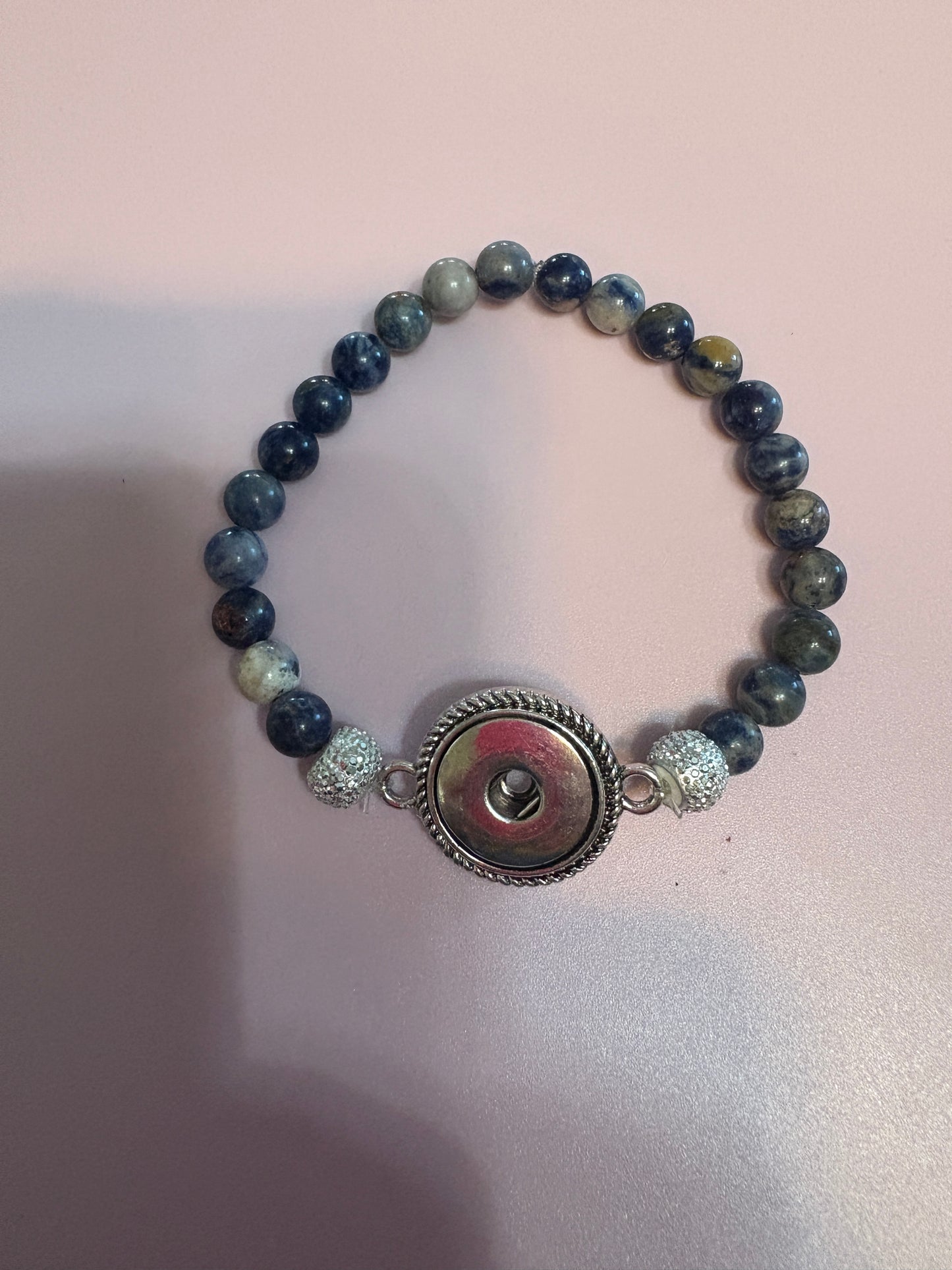 💙✨ Blue Sodalite Round Beaded Stretchy SNAP Bracelet ✨💙