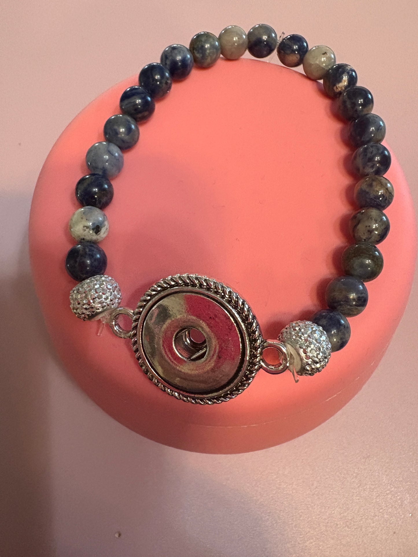 💙✨ Blue Sodalite Round Beaded Stretchy SNAP Bracelet ✨💙