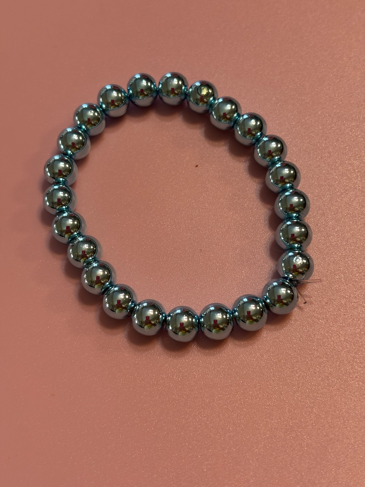 💙✨ Blue Metallic 8mm Beaded Stretchy Bracelet ✨💙