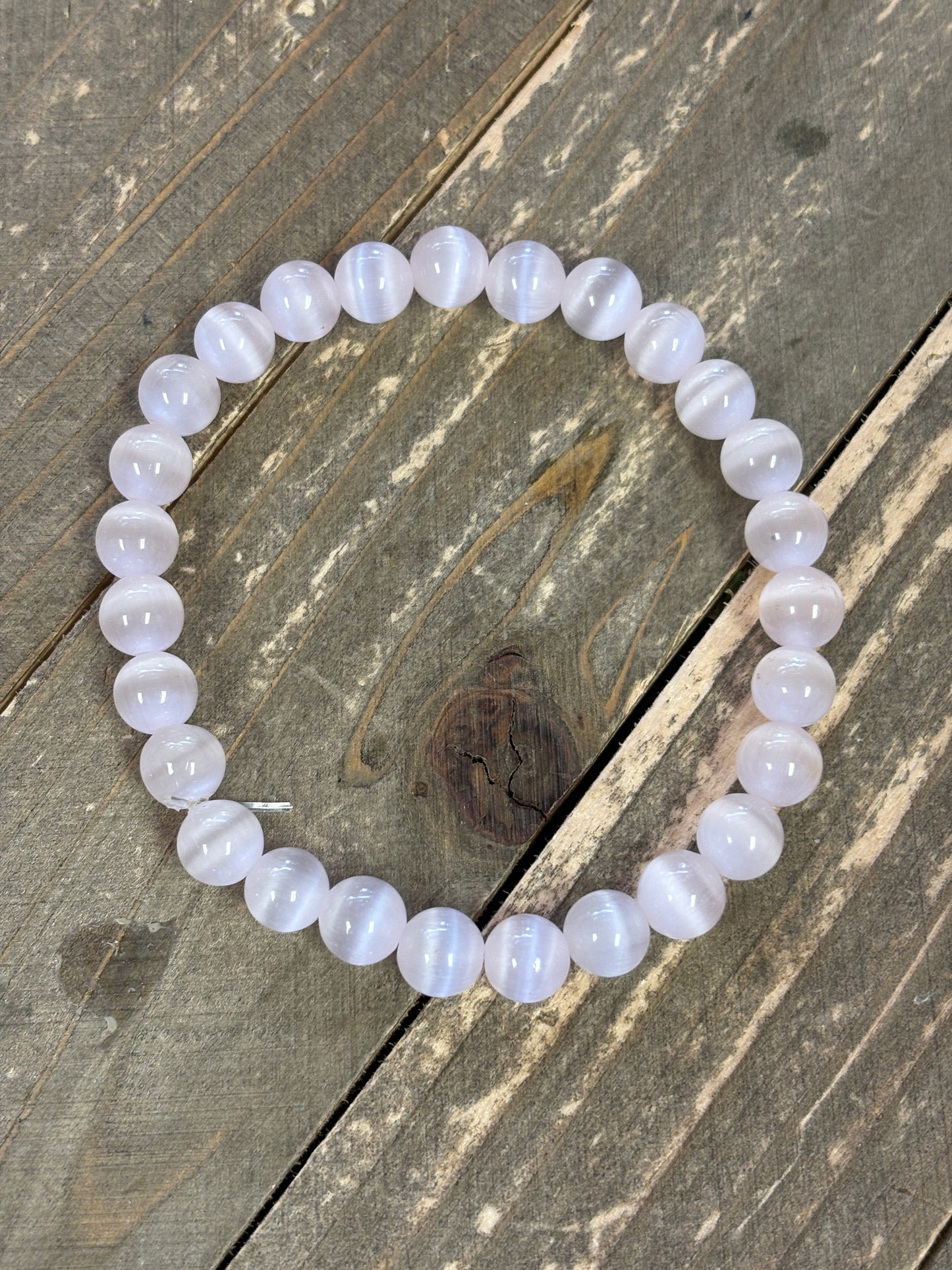✨ Pink Cat's Eye Glass Beaded Stretchy Bracelet ✨