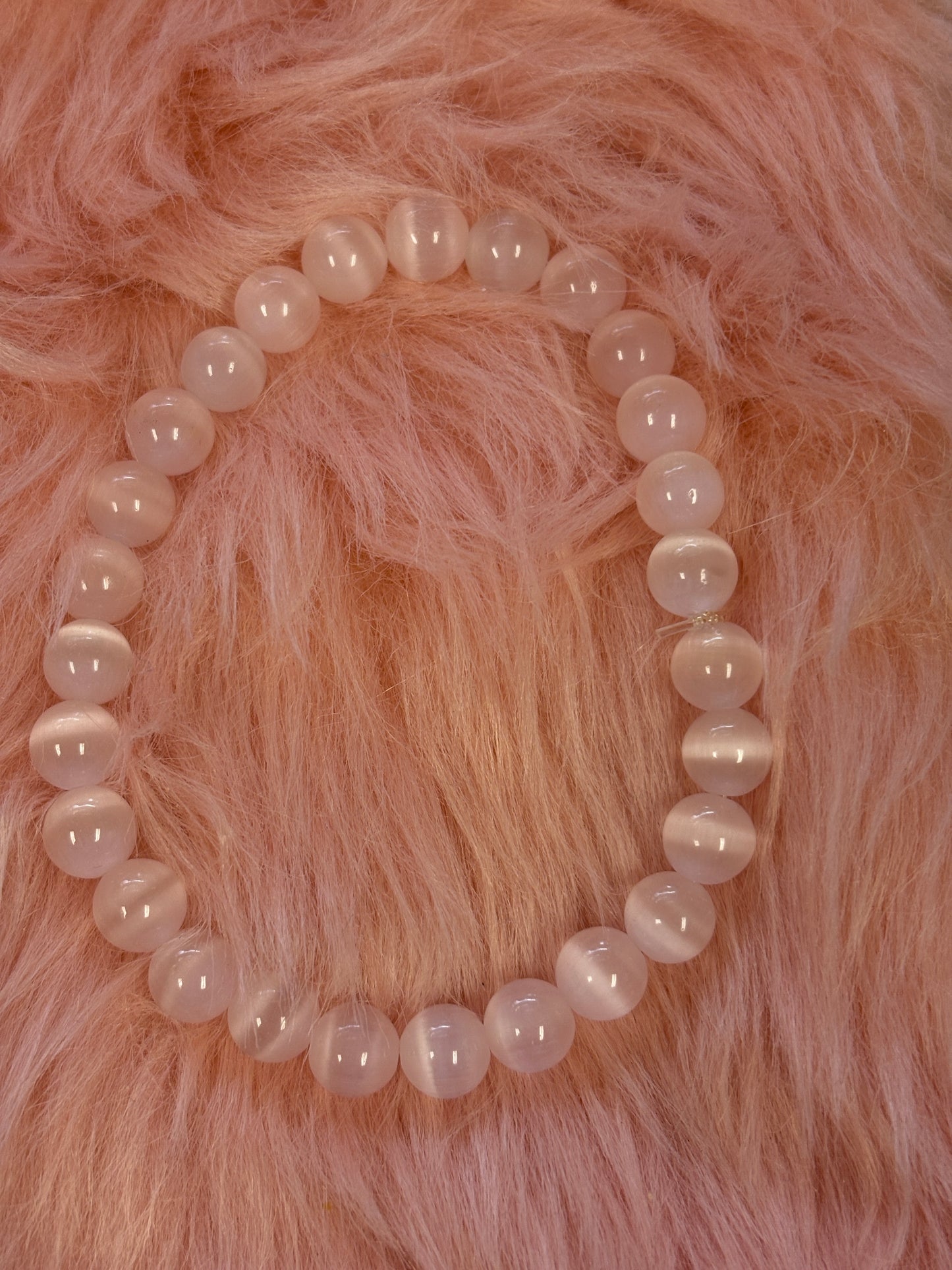 ✨ Pink Cat's Eye Glass Beaded Stretchy Bracelet ✨