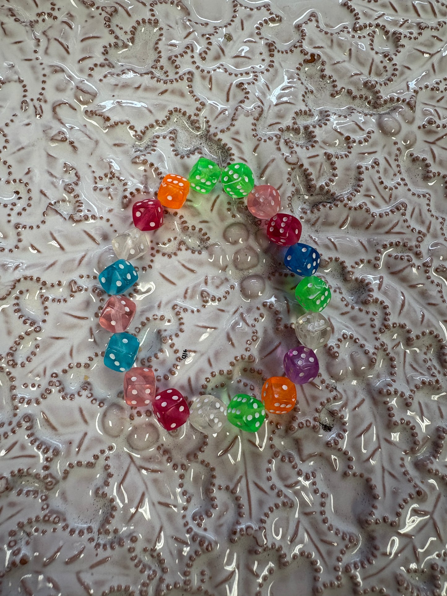 🎲 Multi-Color Translucent Dice Beaded Stretchy Bracelet