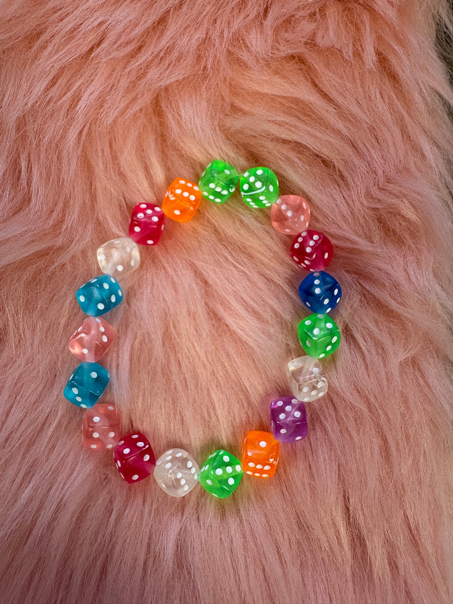 🎲 Multi-Color Translucent Dice Beaded Stretchy Bracelet
