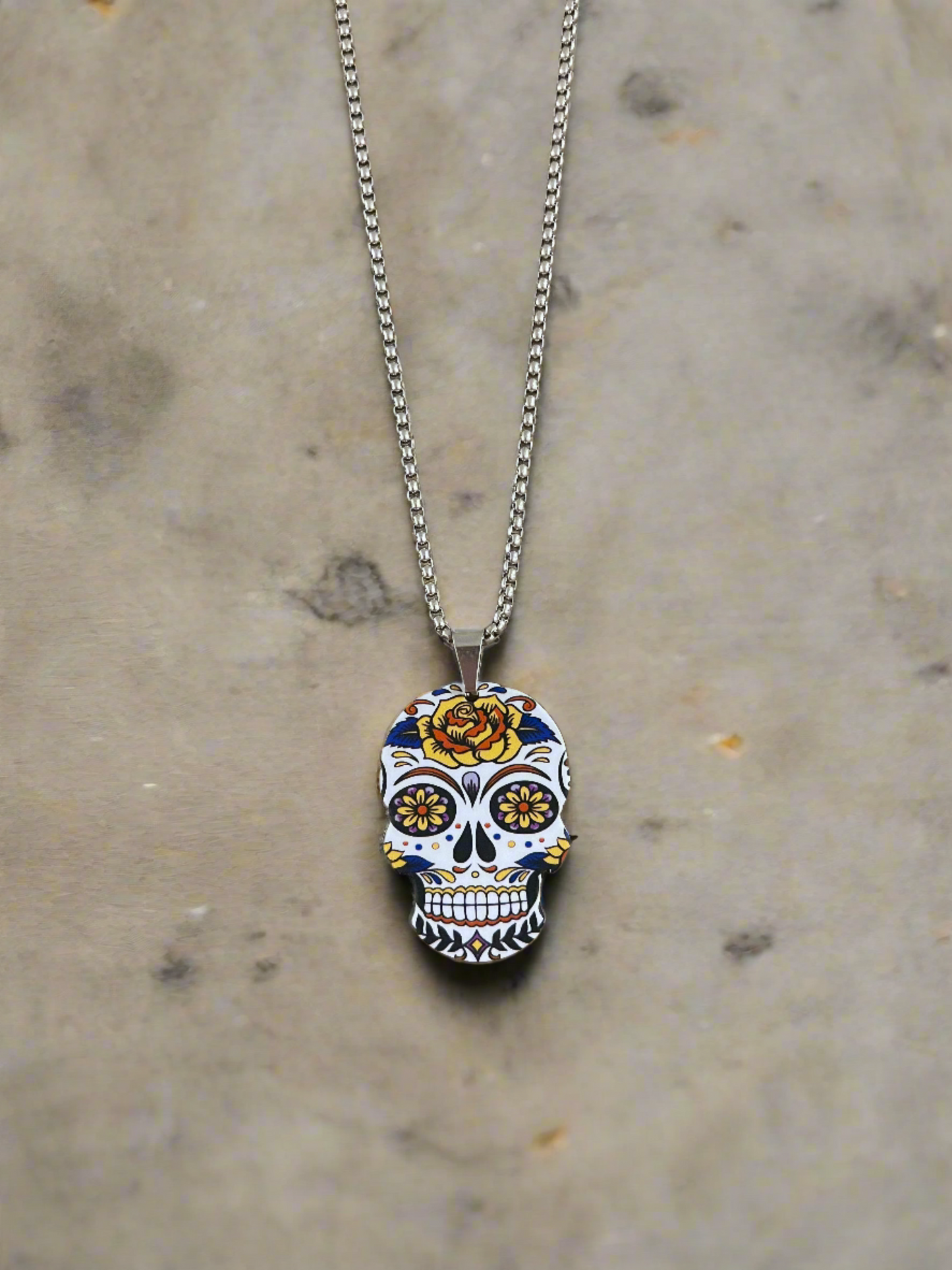 Sugar Skull Pendant on a Silver Chain NecklacePink tiful of LOVE