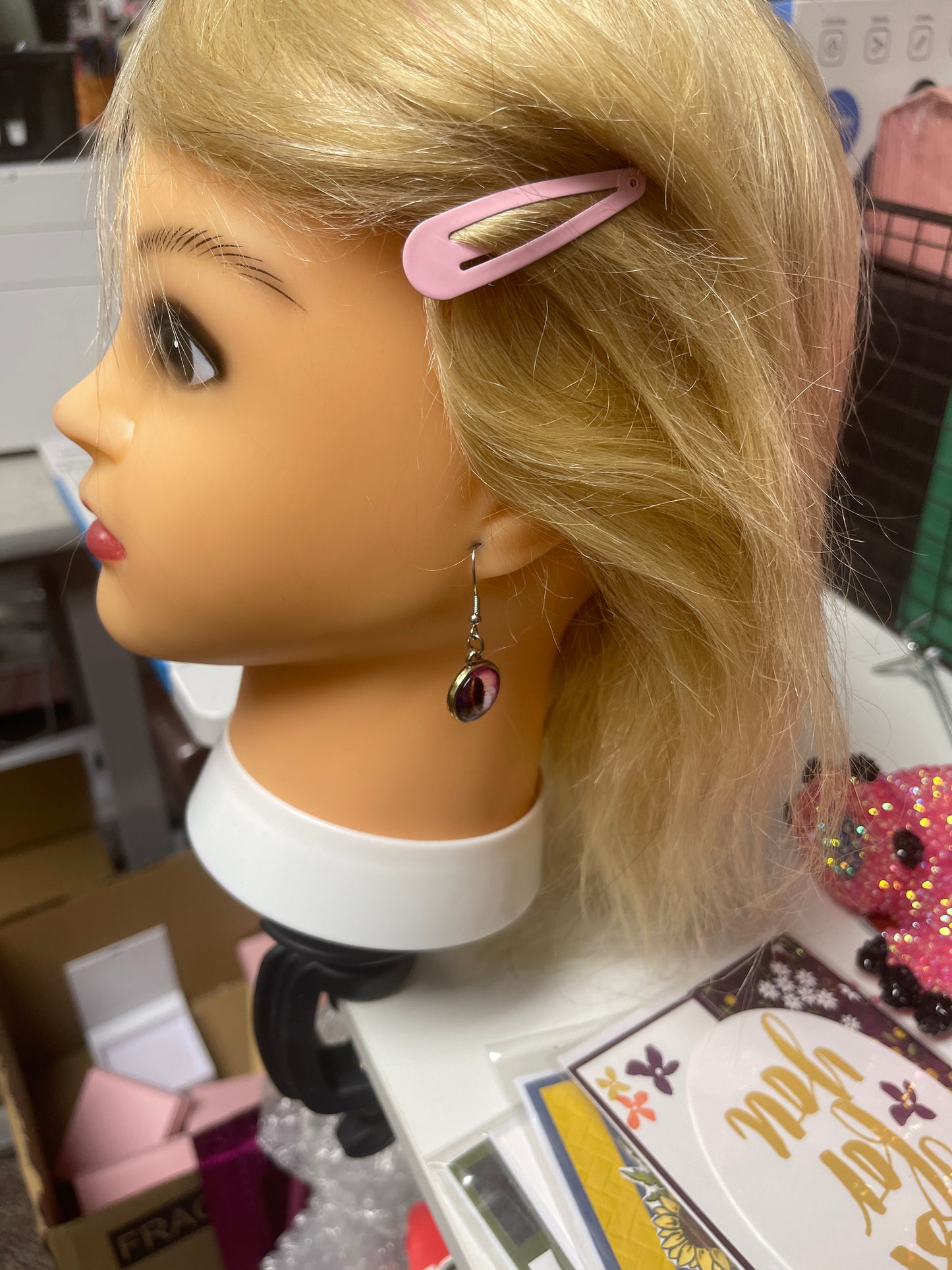 Halloween Eyes-1 Wire and Stud Earrings (4 to choose)Pink tiful of LOVE