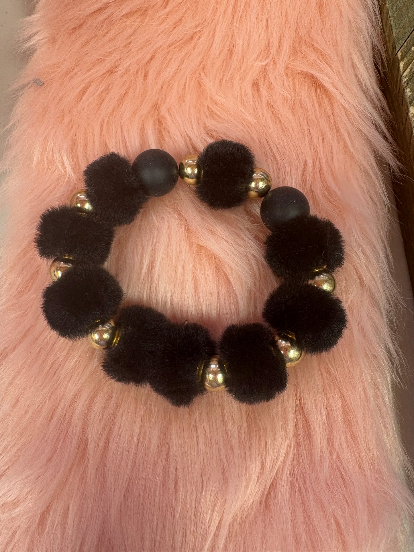 Black Fuzzy beaded bracelet