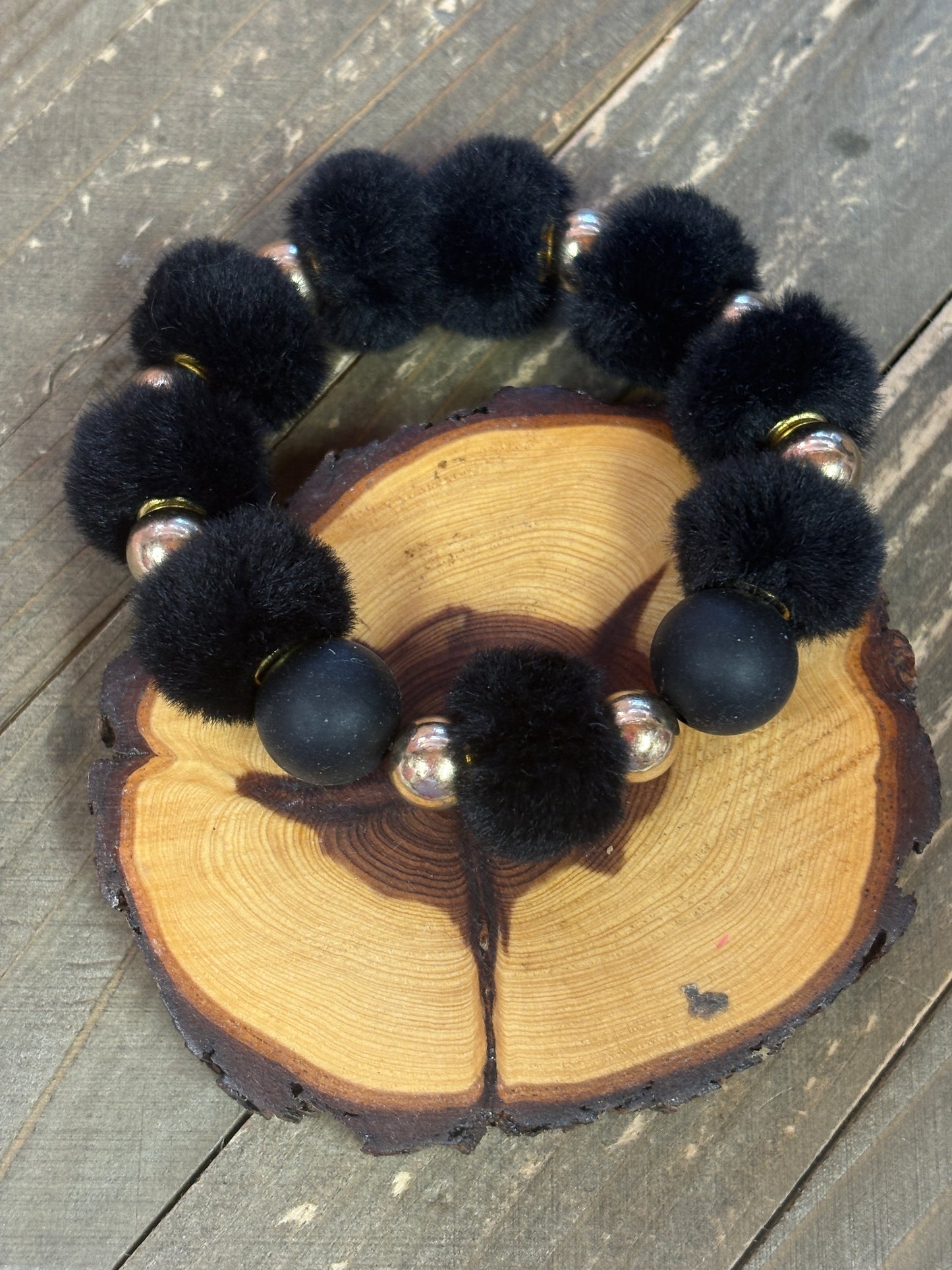 Black Fuzzy beaded bracelet