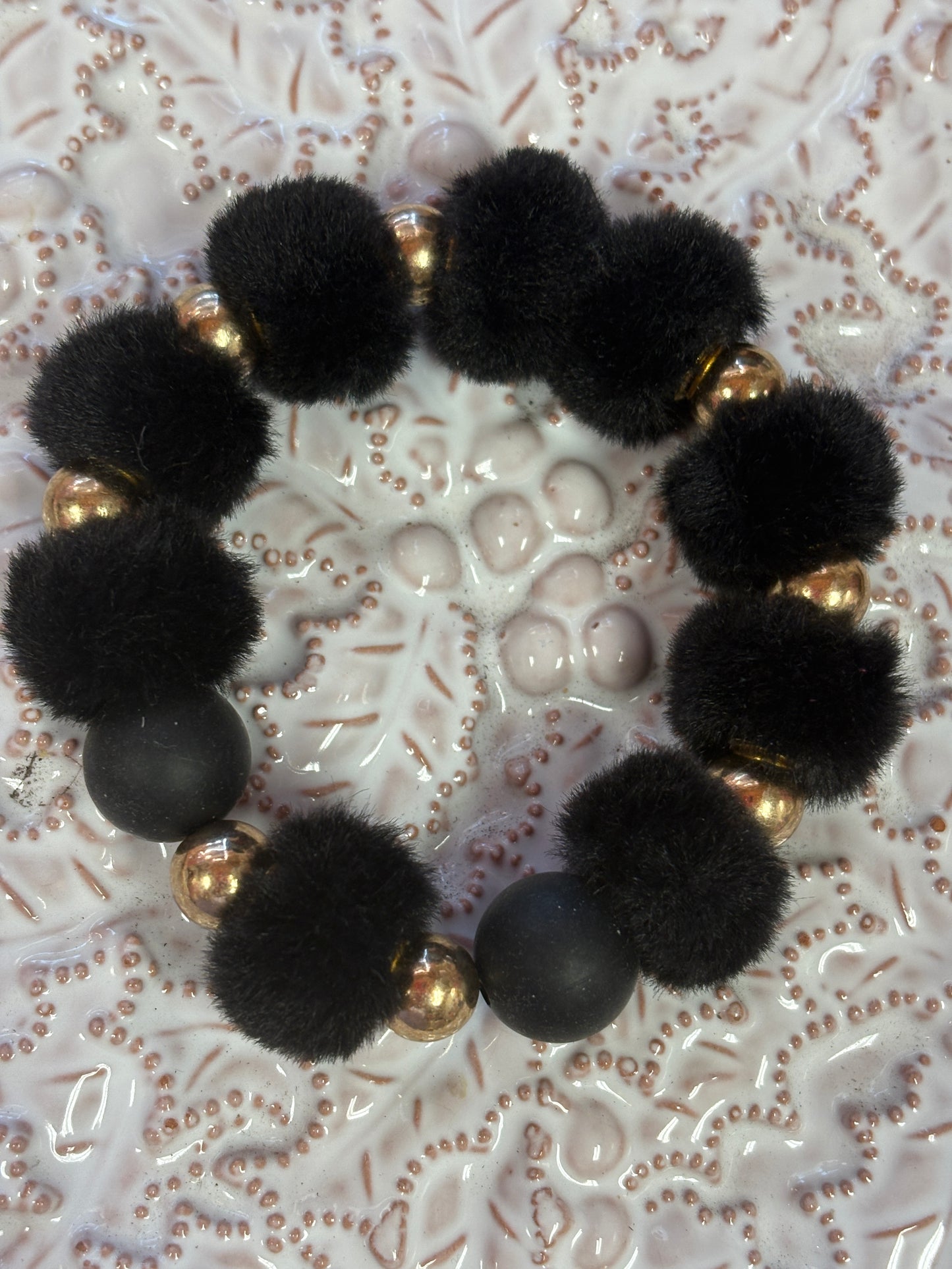 Black Fuzzy beaded bracelet