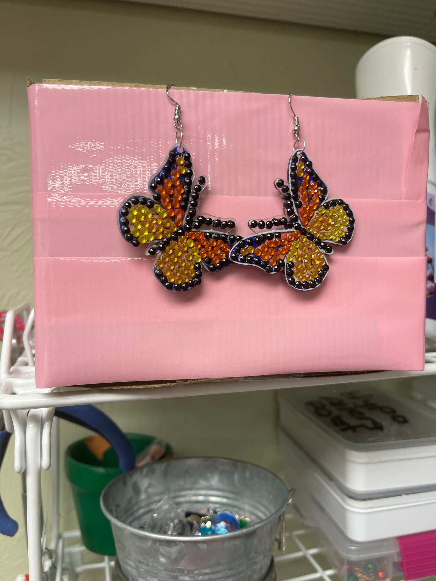 Diamond Painting Butterfly Wire Earrings-14Pink tiful of LOVE