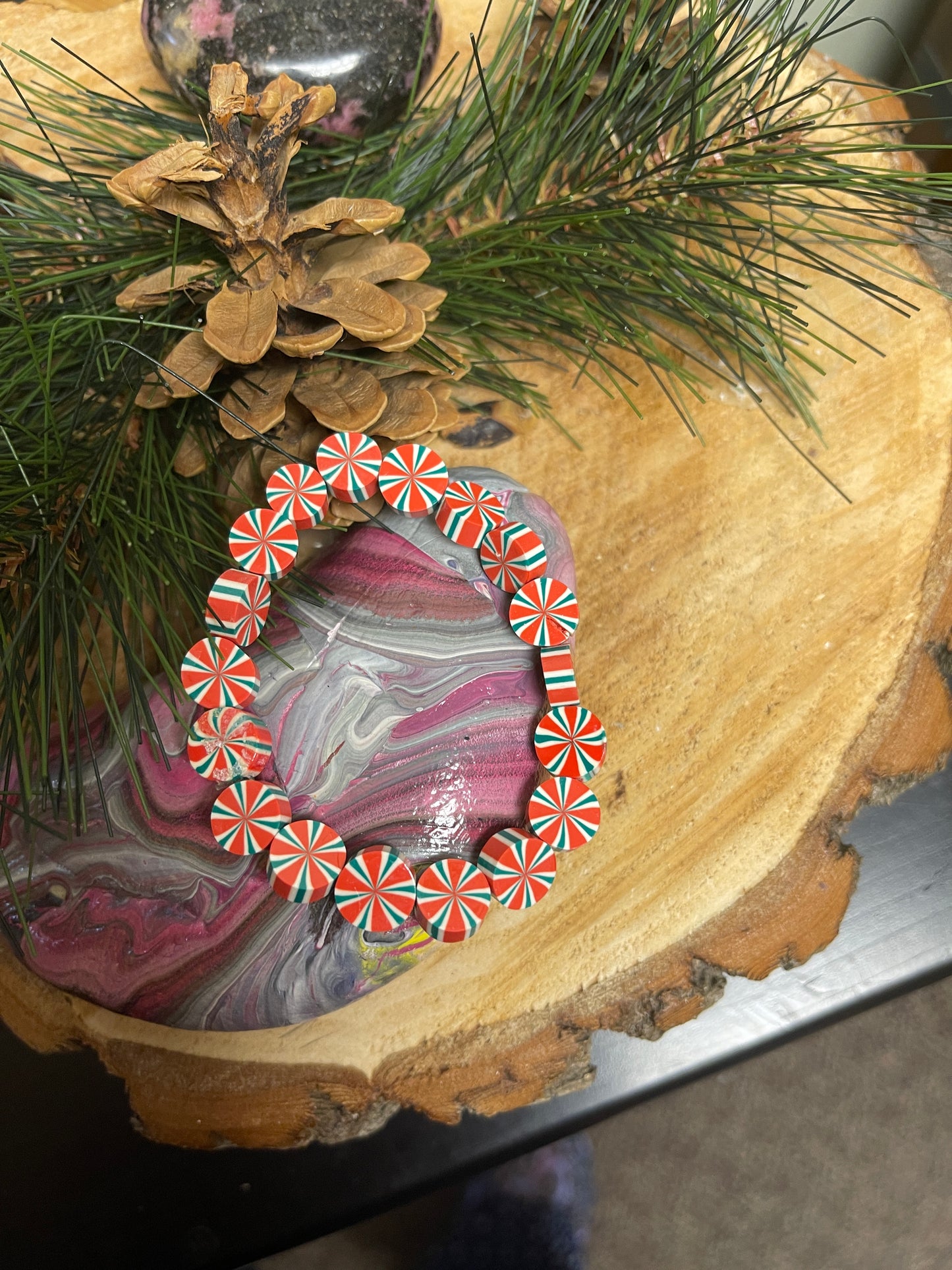 Peppermint Candy Beaded Elastic/Stretch BraceletPink tiful of LOVE