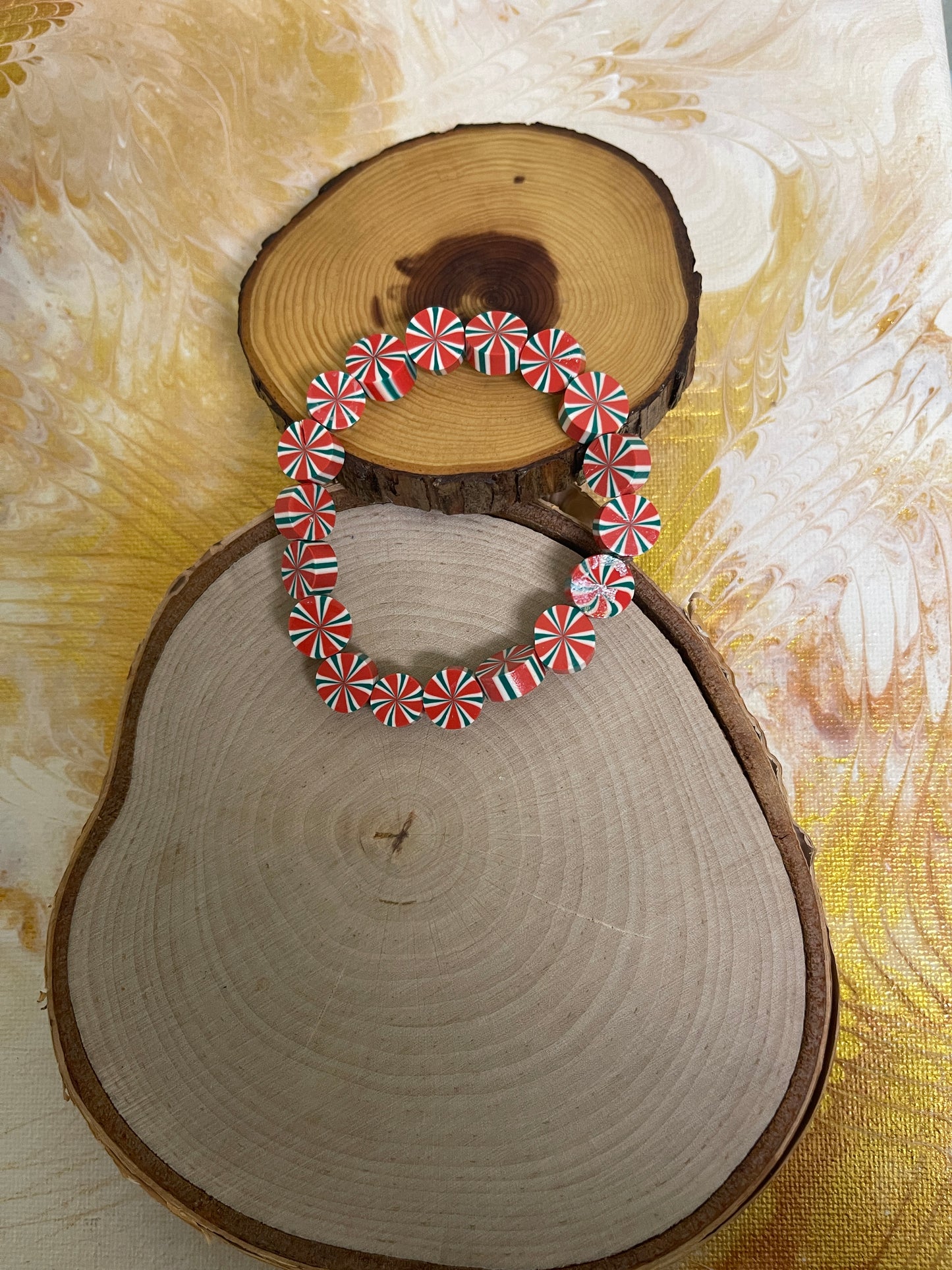 Peppermint Candy Beaded Elastic/Stretch BraceletPink tiful of LOVE