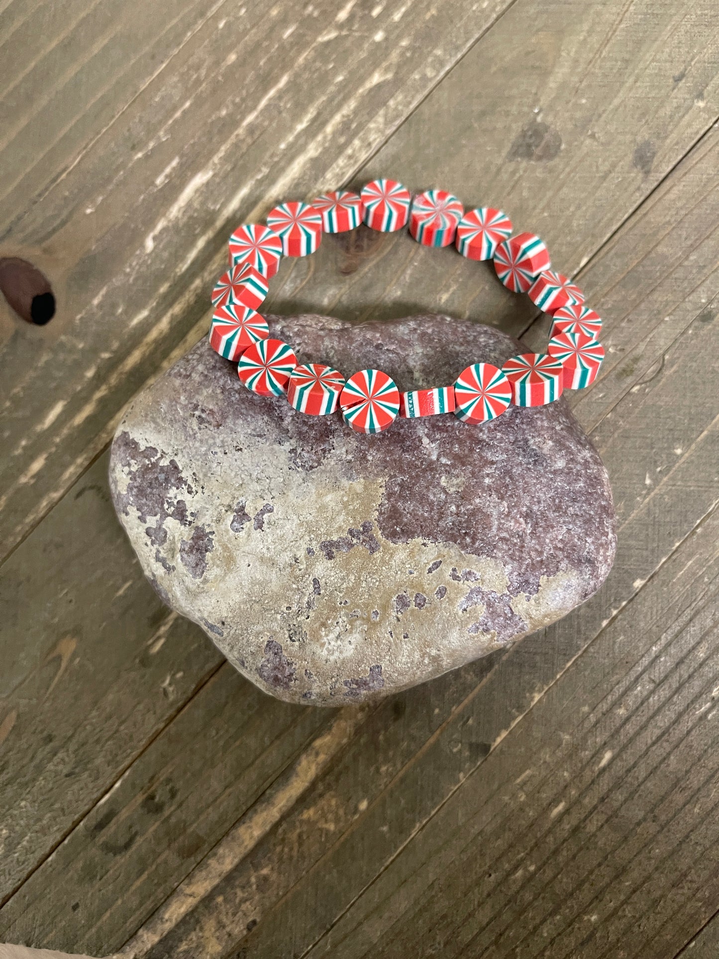 Peppermint Candy Beaded Elastic/Stretch BraceletPink tiful of LOVE