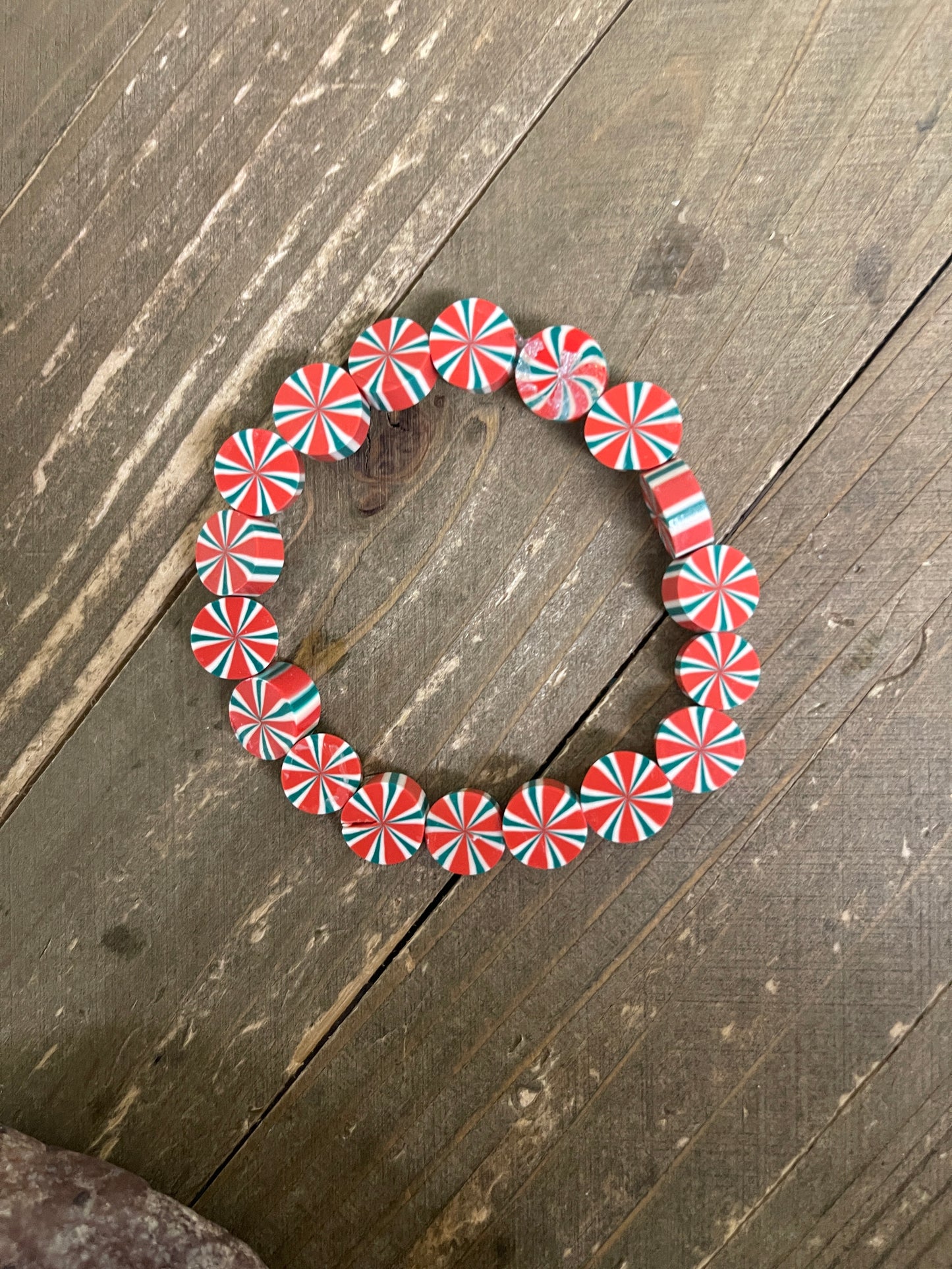 Peppermint Candy Beaded Elastic/Stretch BraceletPink tiful of LOVE