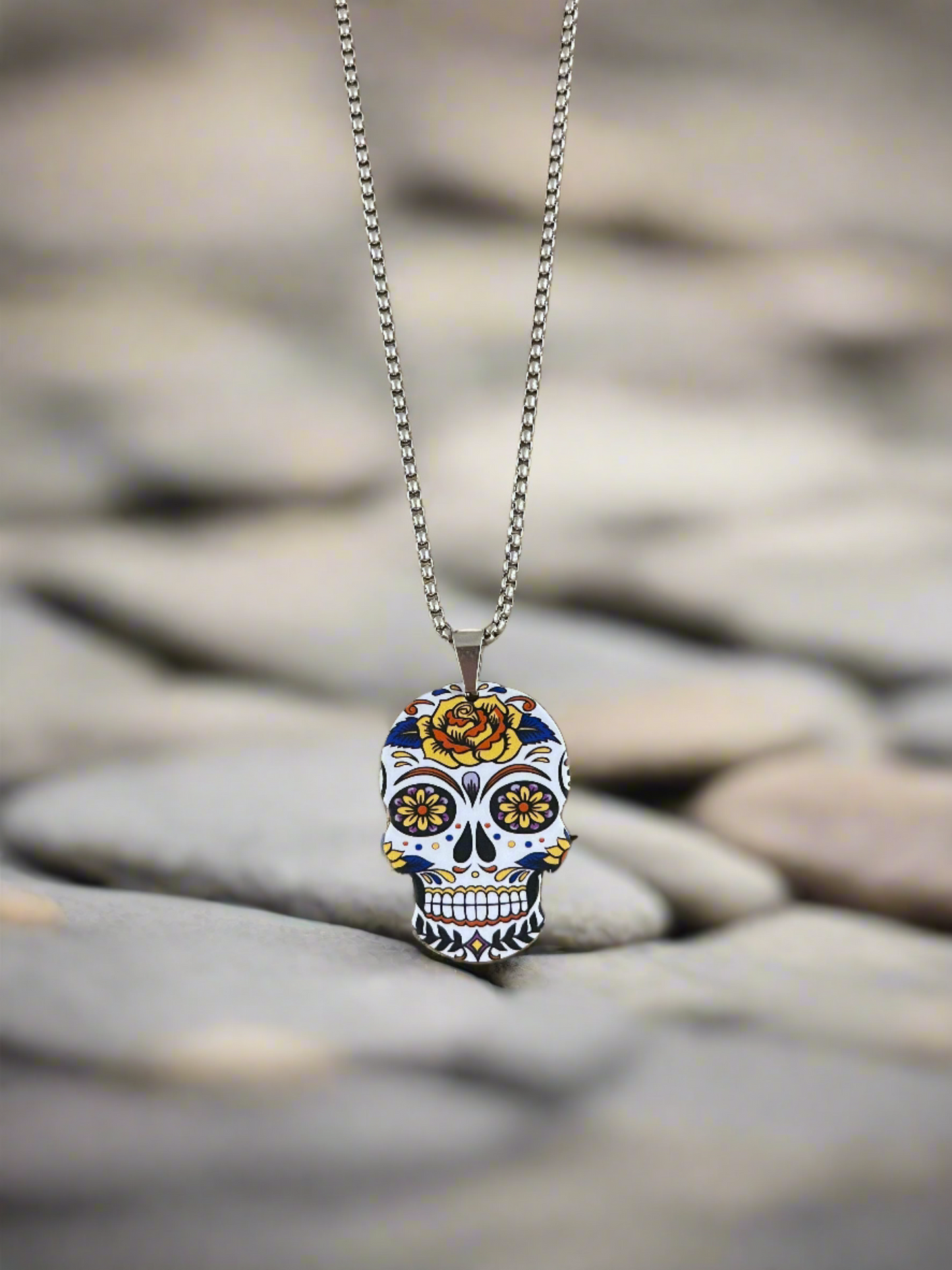 Sugar Skull Pendant on a Silver Chain NecklacePink tiful of LOVE