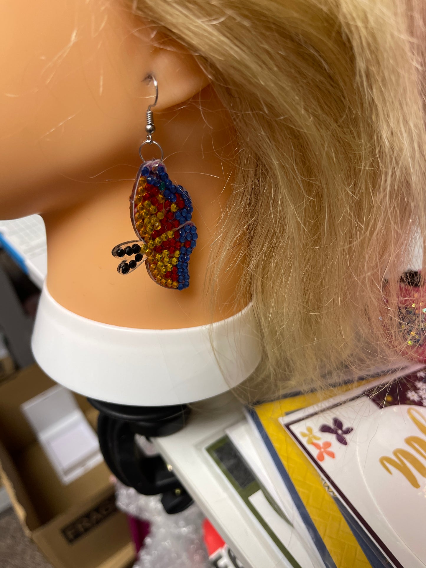 Diamond Painting Butterfly Wire Earrings-16Pink tiful of LOVE