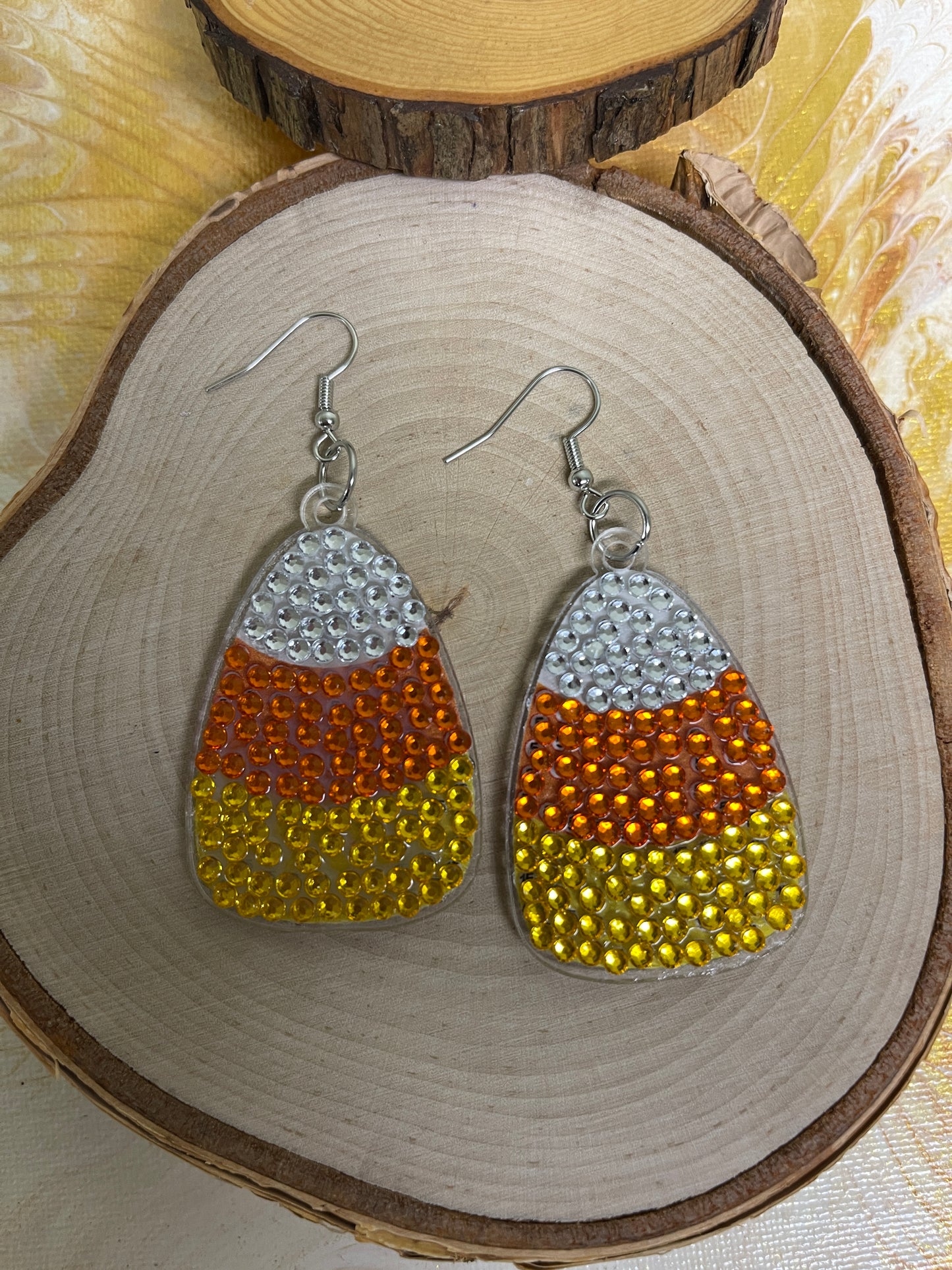 Halloween- Diamond Painting Candy Corn Wire Earrings-17Pink tiful of LOVE