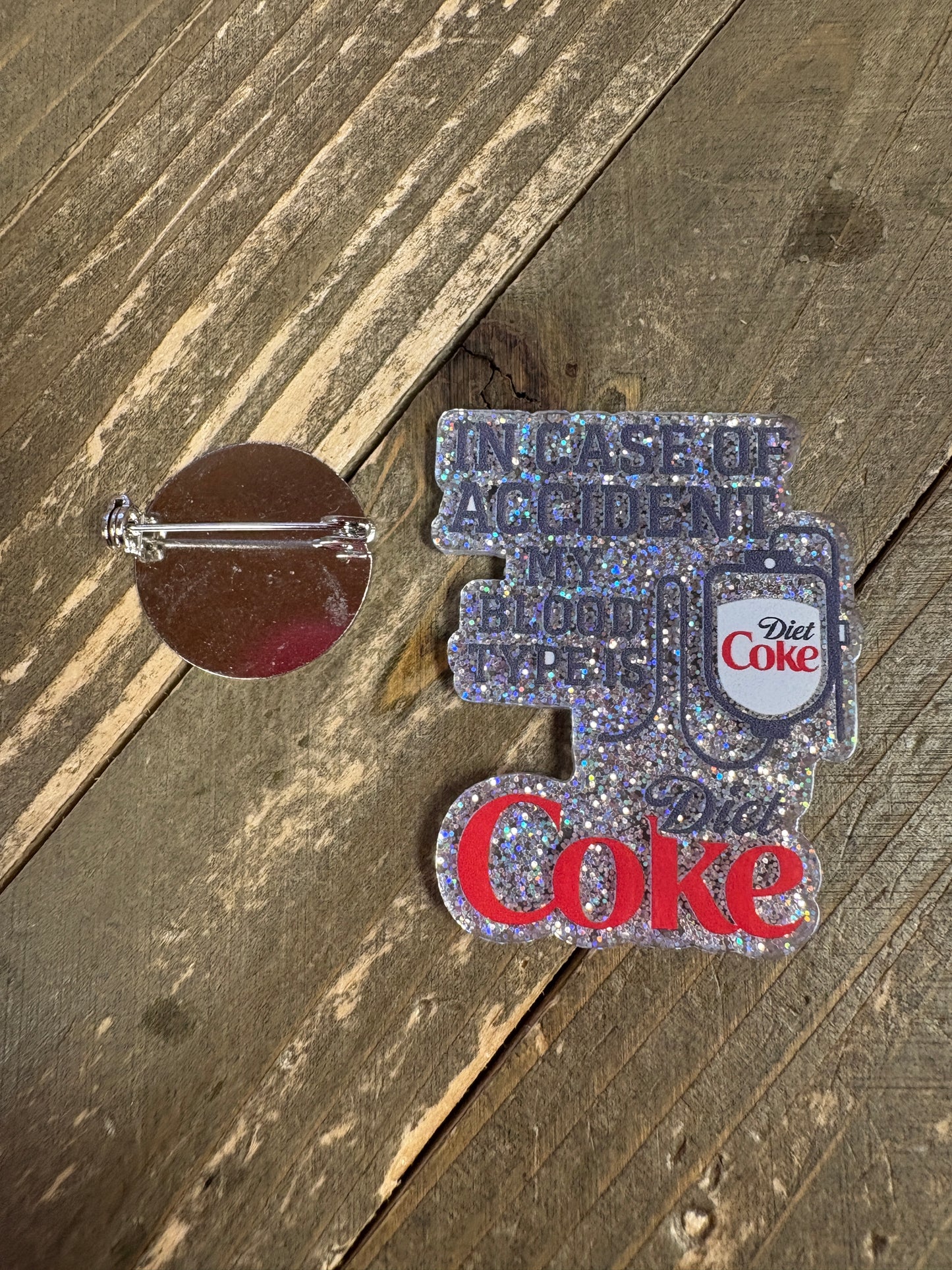 Diet Coke "Blood Type" Emblem – Badge Reel, Brooch, or Tie Tack ✨