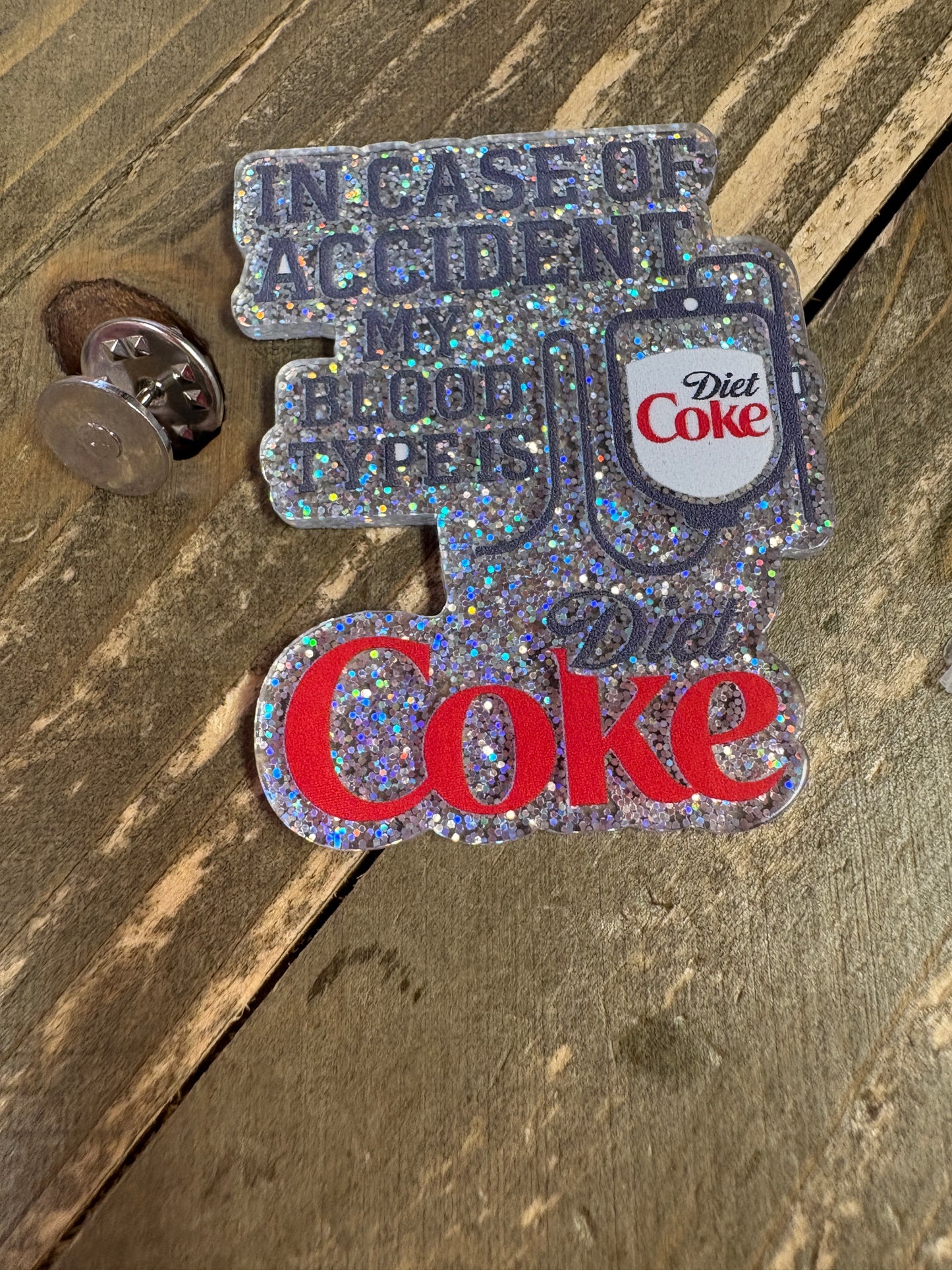 Diet Coke "Blood Type" Emblem – Badge Reel, Brooch, or Tie Tack ✨