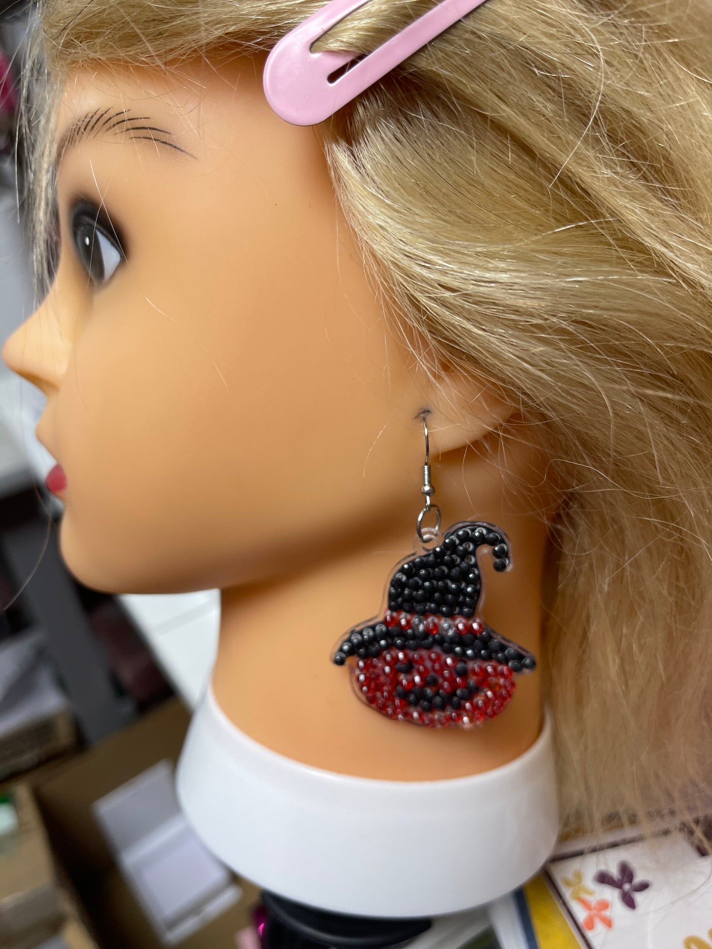 Jack-o-Latern; Diamond Painting; Halloween Theme; Wire EarringsPink tiful of LOVE