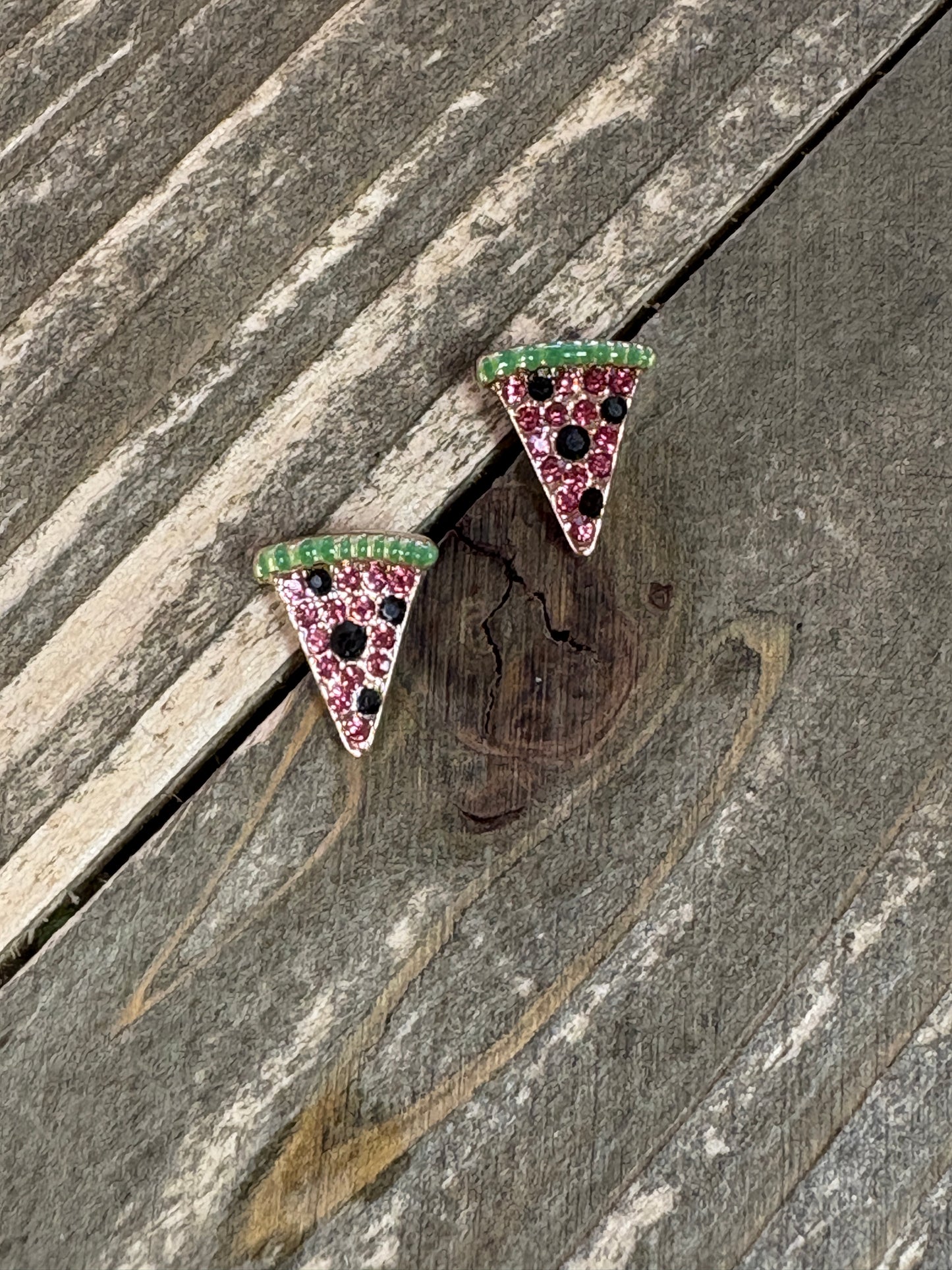 Sparkling Pizza Slice Stud Earrings