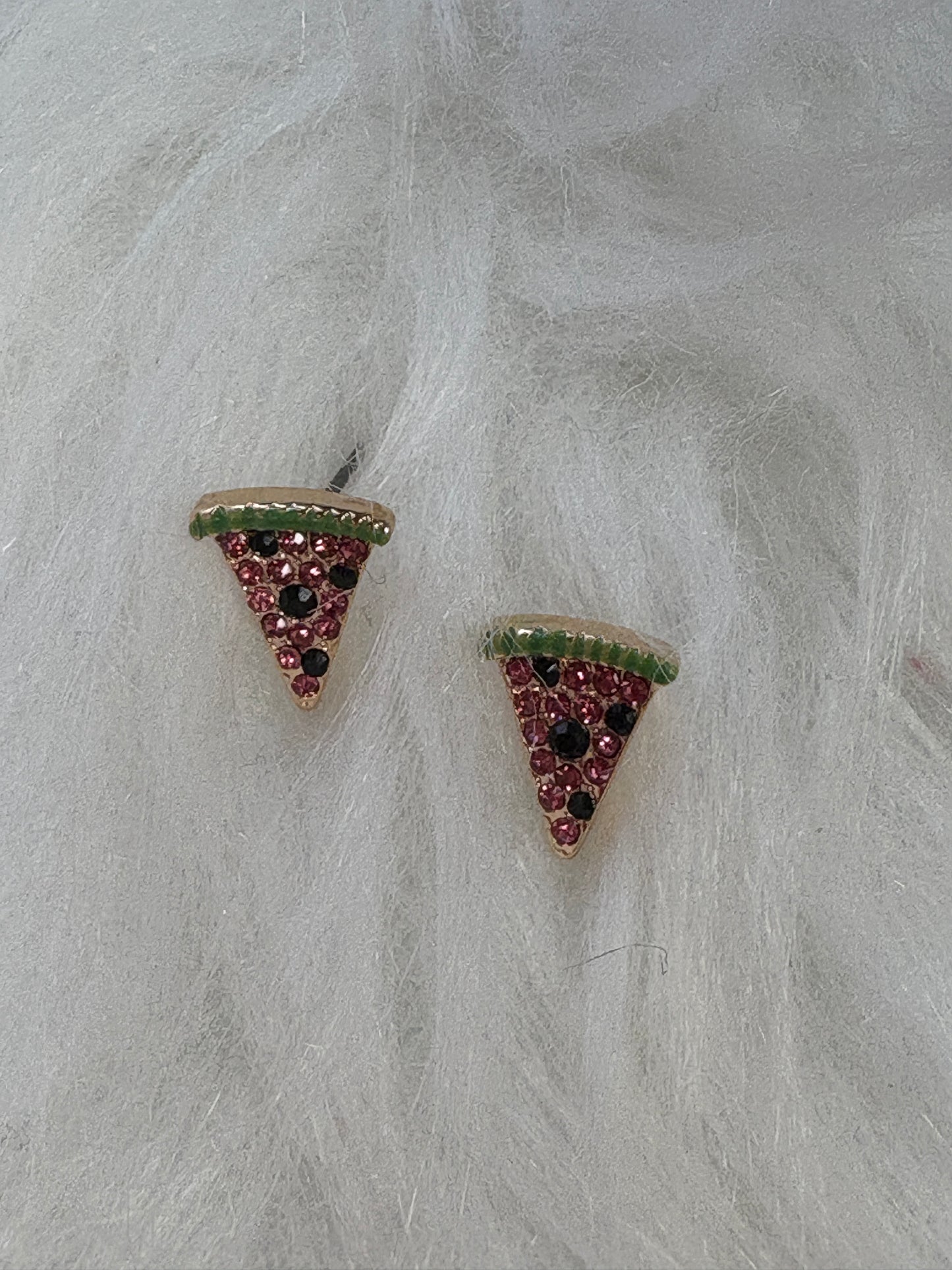 Sparkling Pizza Slice Stud Earrings