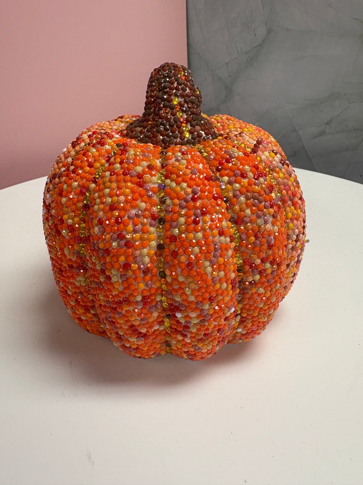 Sparkling Diamond Art Pumpkin – One-of-a-Kind Handmade Décor