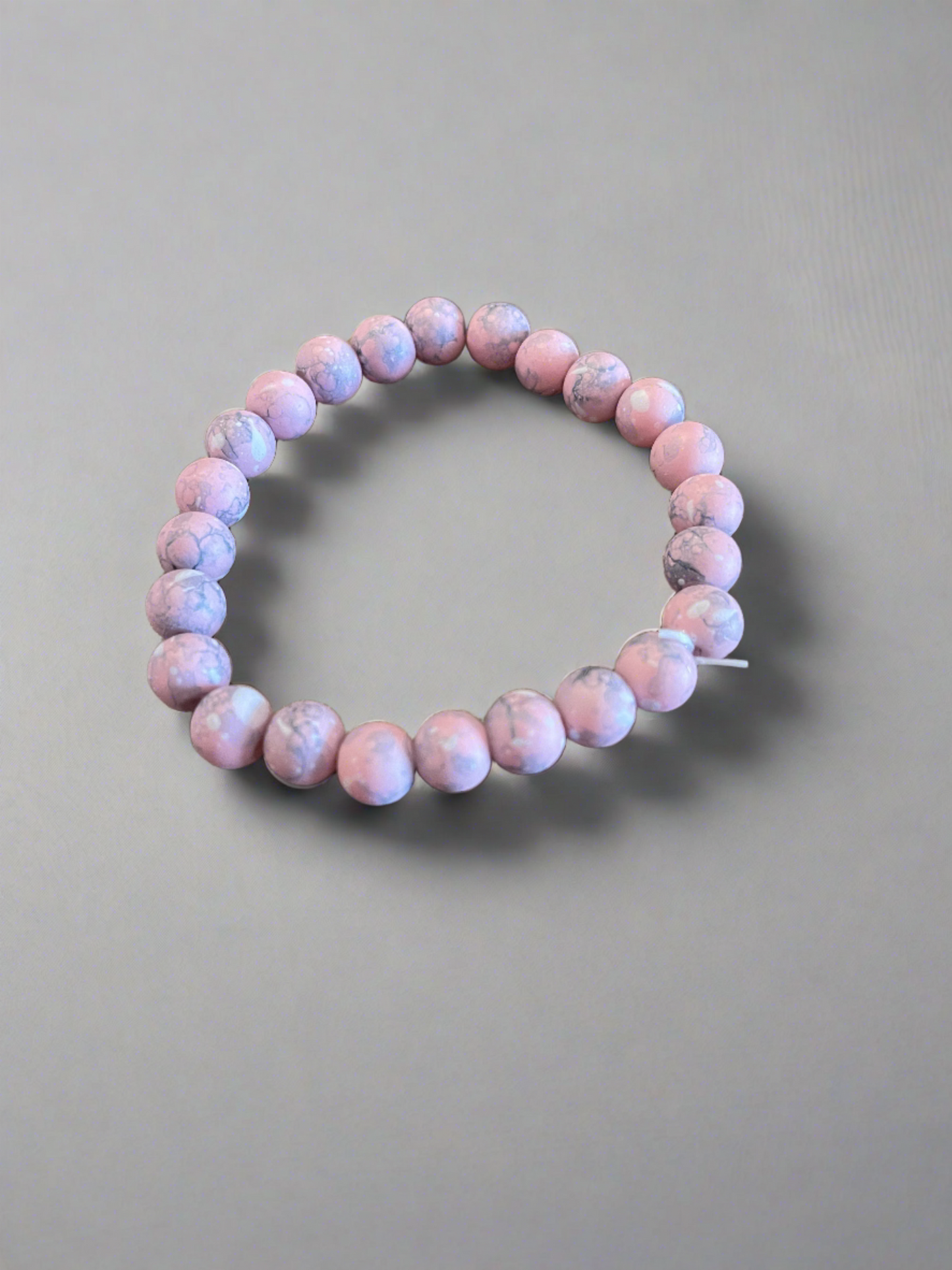 Pink Coated Spattered Beaded Stretch braceletPink tiful of LOVE