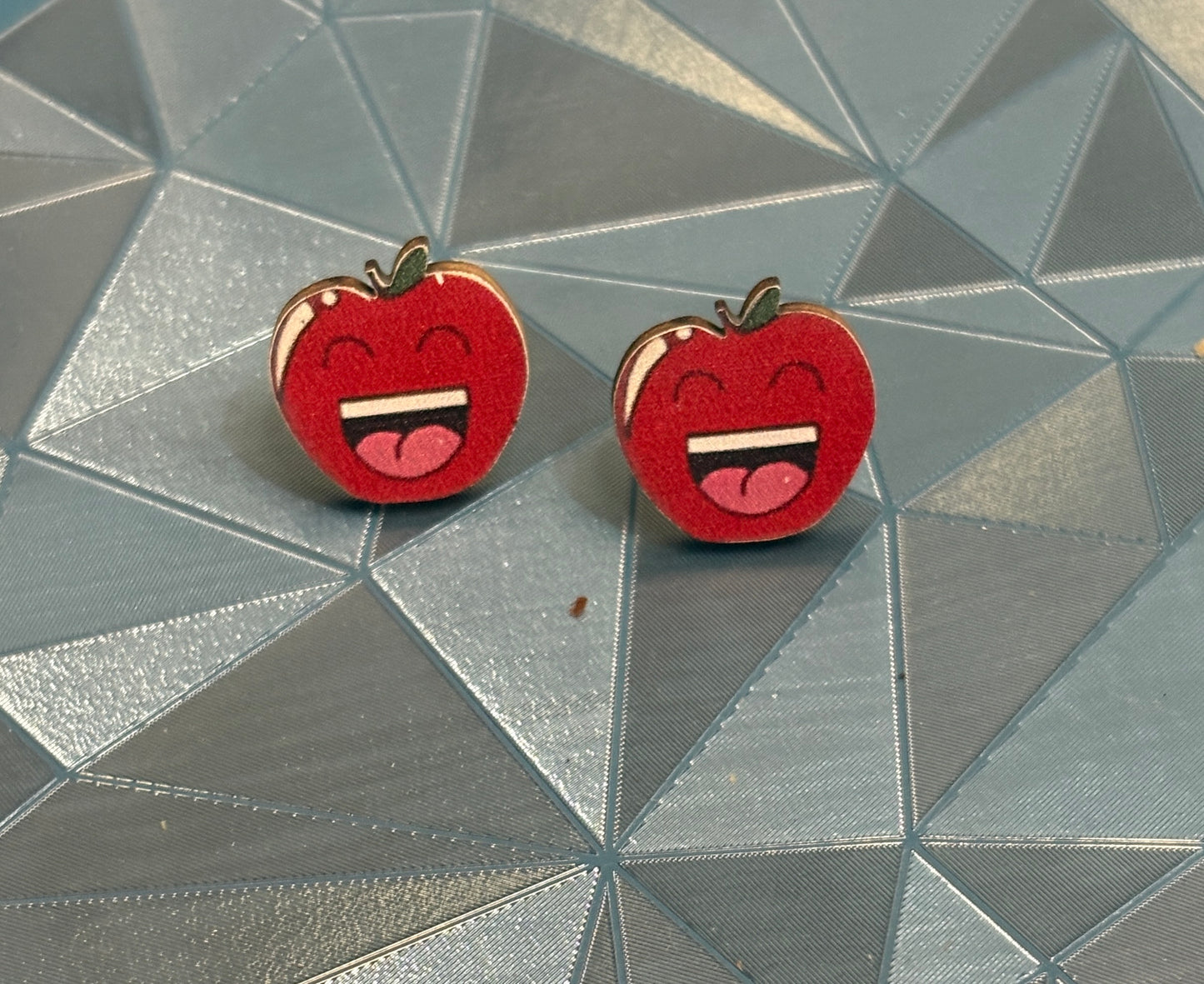 Laughing Apple Wooden Earrings – Playful & Fun Teacher-Inspired Studs