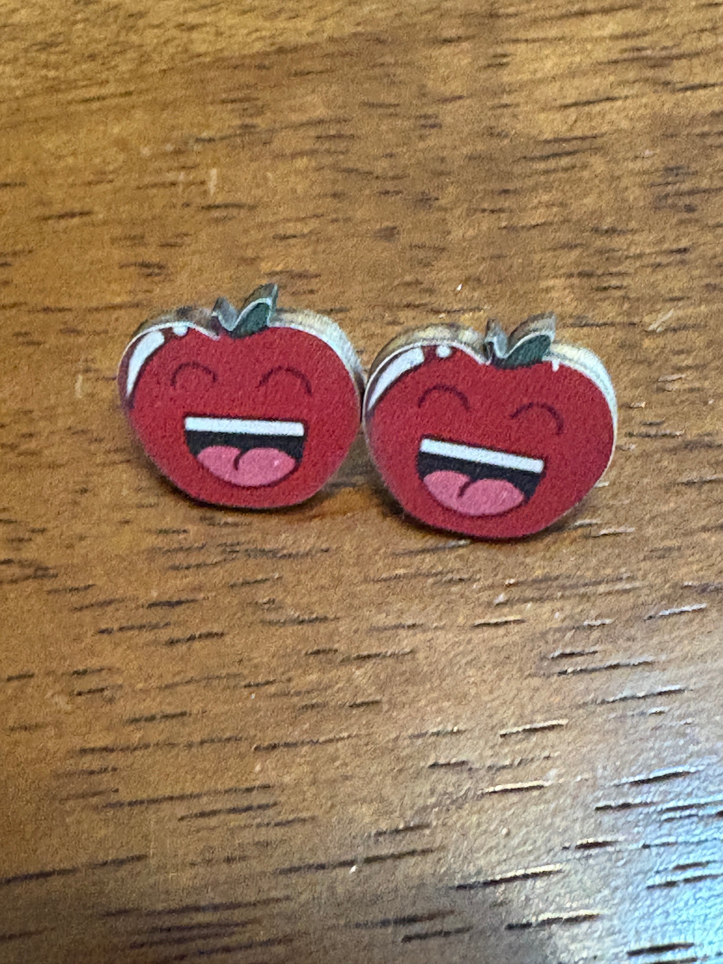 Laughing Apple Wooden Earrings – Playful & Fun Teacher-Inspired Studs