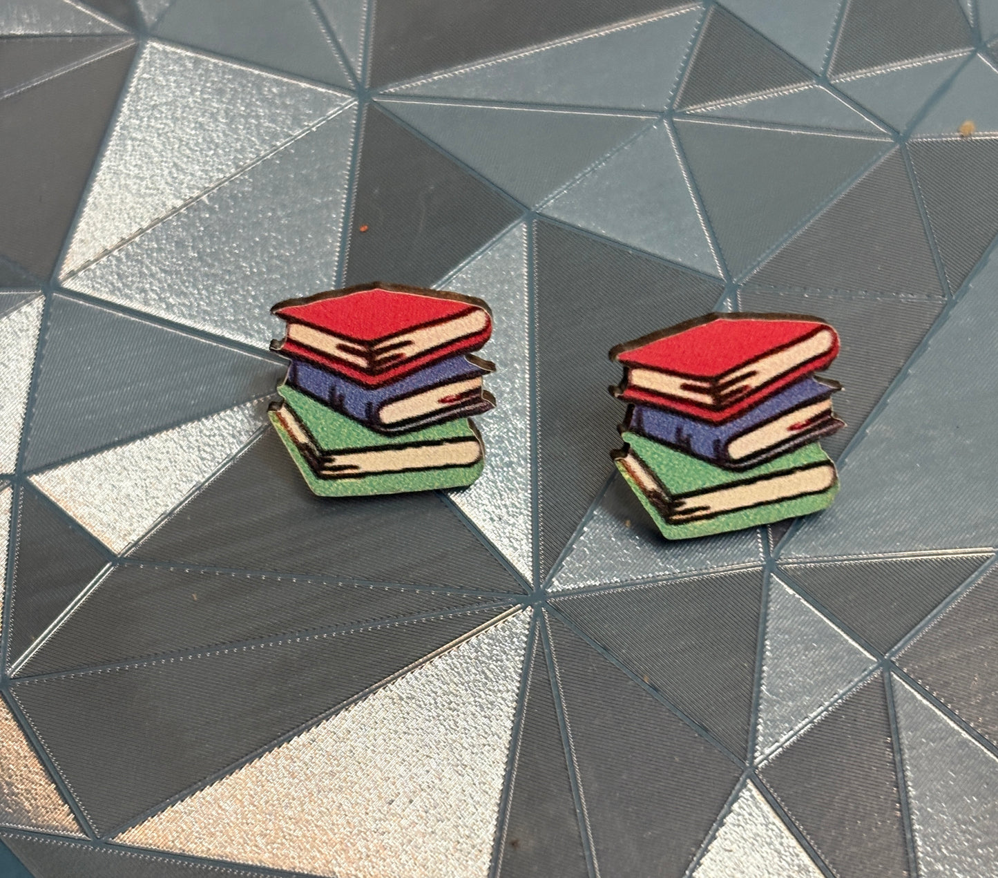 Stacked Books Wooden Earrings – Handcrafted Teacher & Book Lover Jewelry