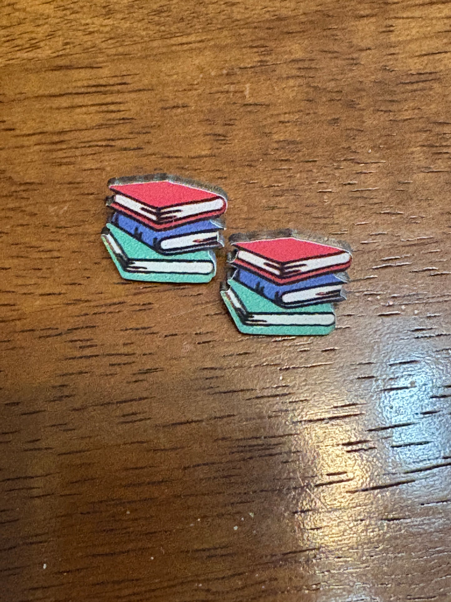 Stacked Books Wooden Earrings – Handcrafted Teacher & Book Lover Jewelry
