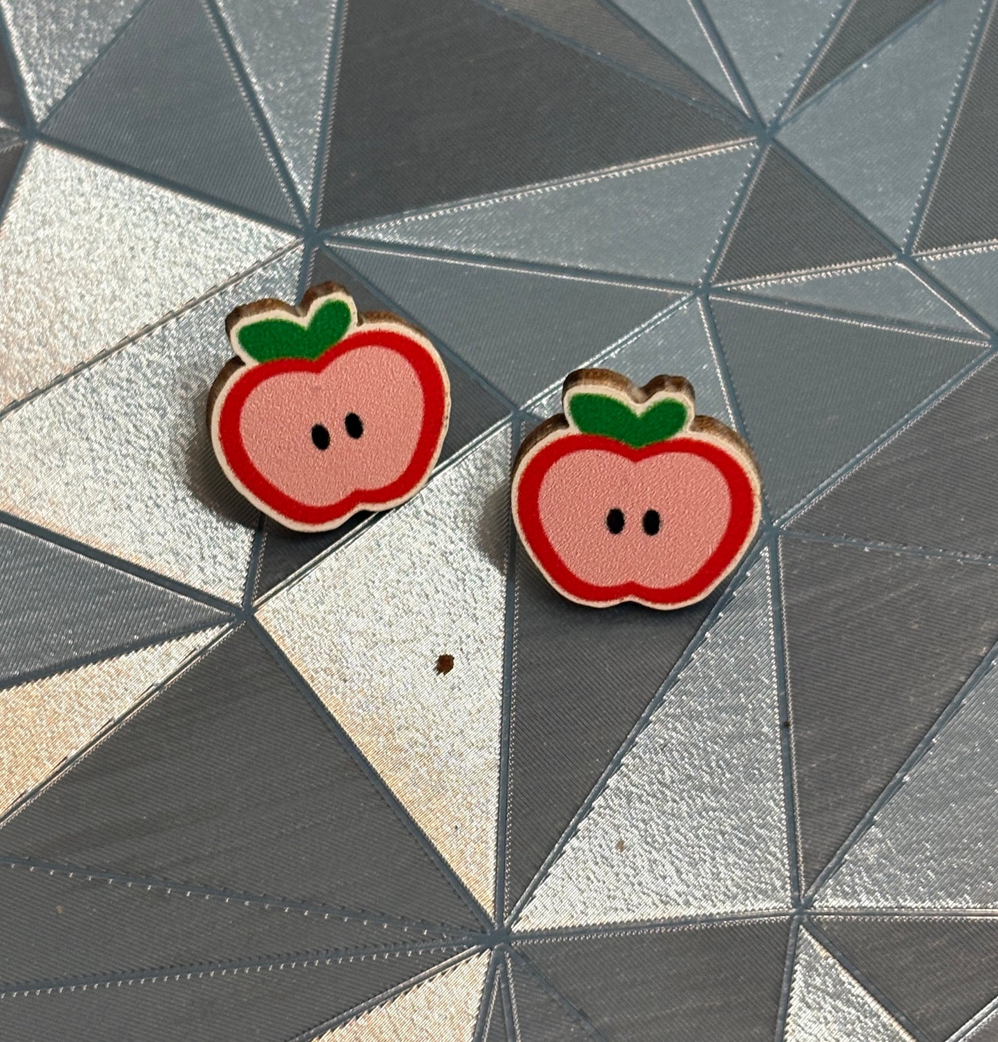 Sweet Apple Slice Wooden Earrings
