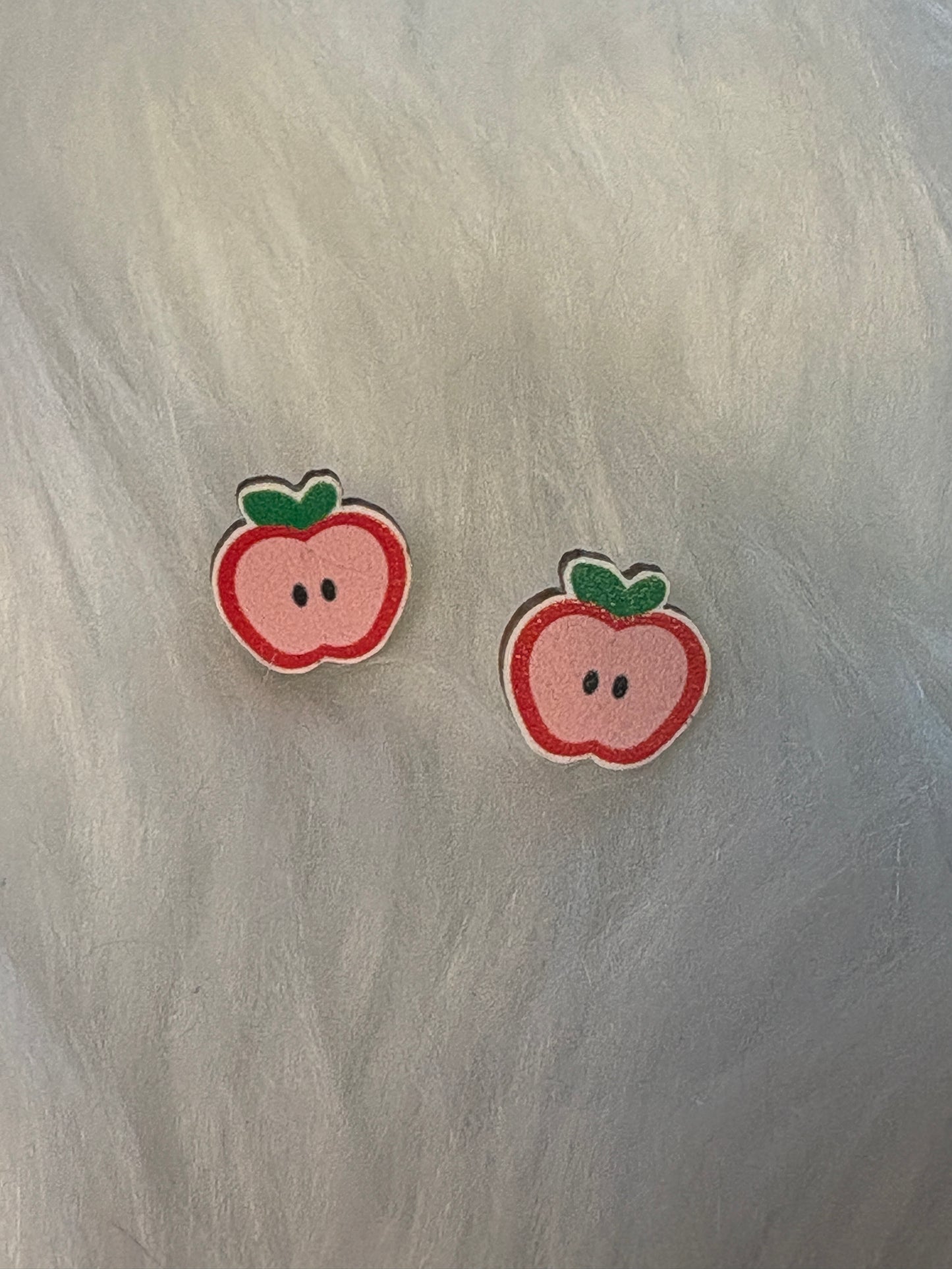 Sweet Apple Slice Wooden Earrings