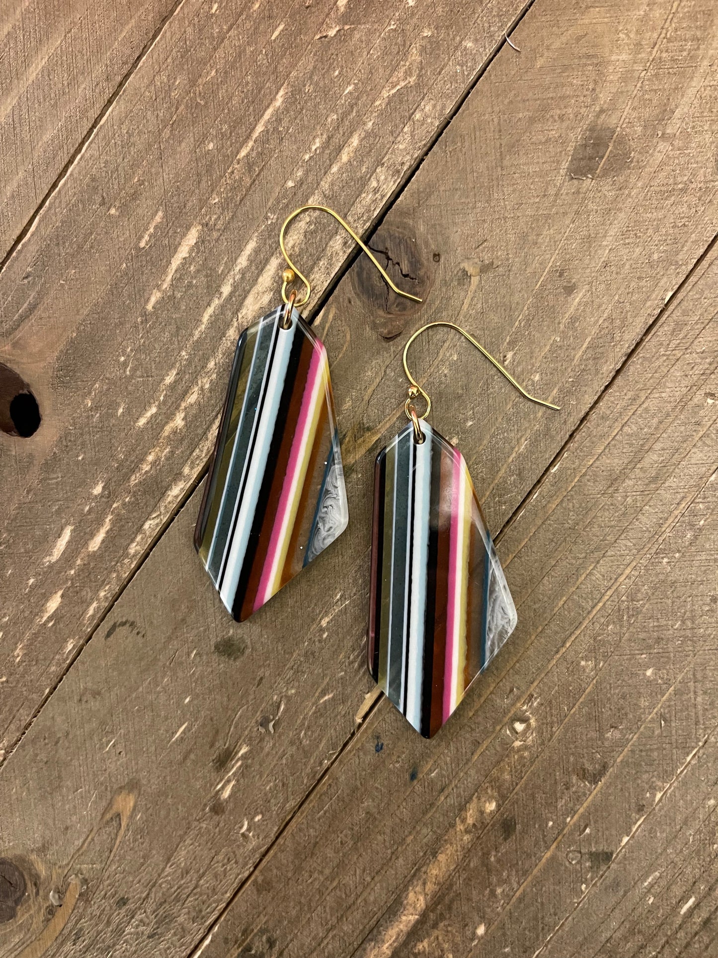 OBLONG Striped Charm drop earringsPink tiful of LOVE