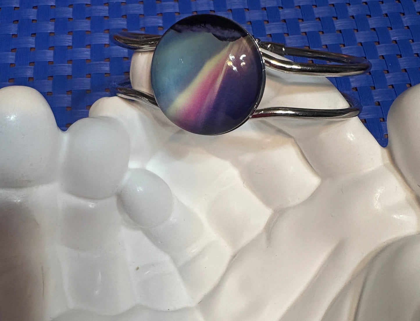 Aurora Lights Cabochon Silver Bracelet