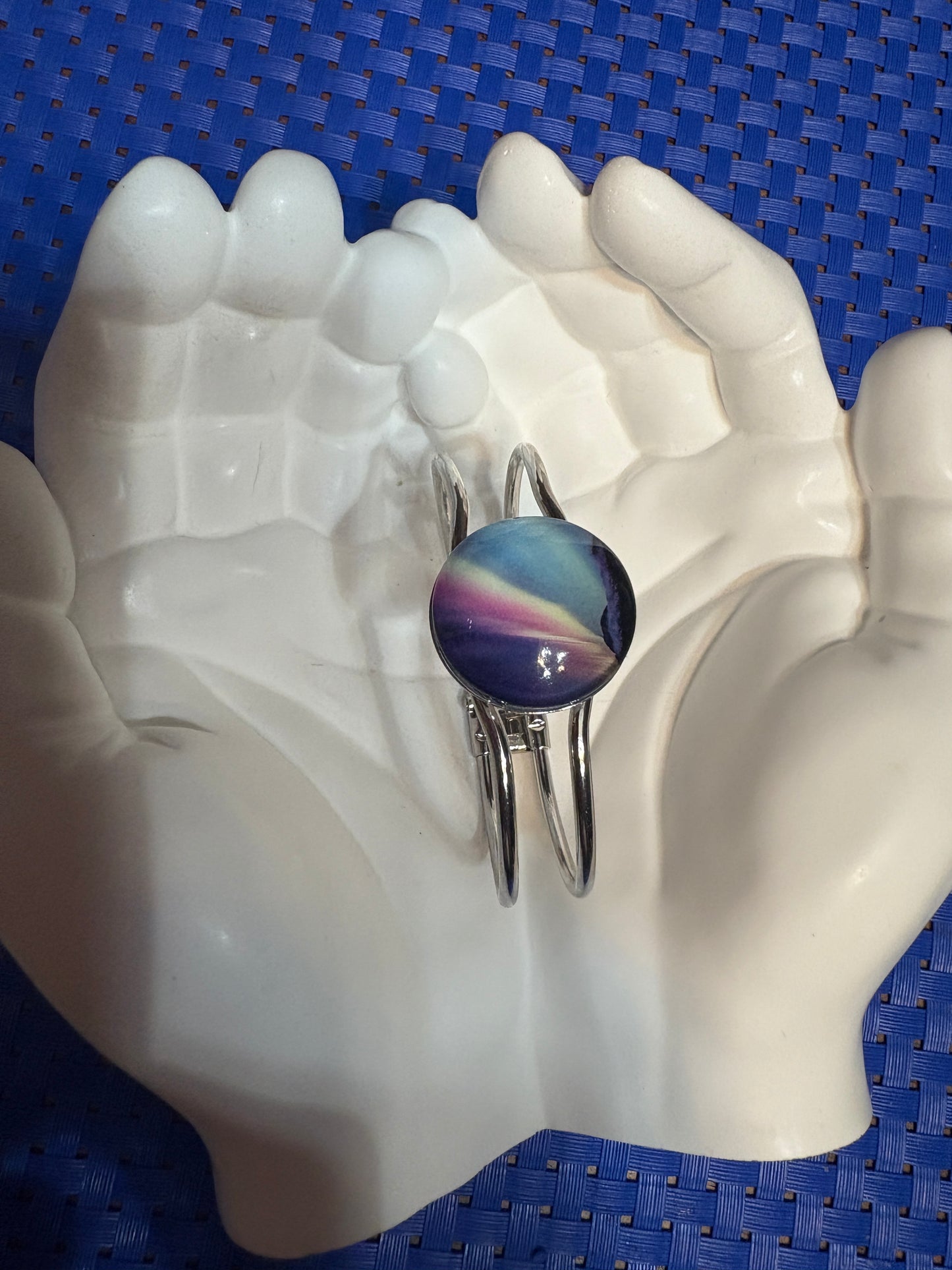 Aurora Lights Cabochon Silver Bracelet