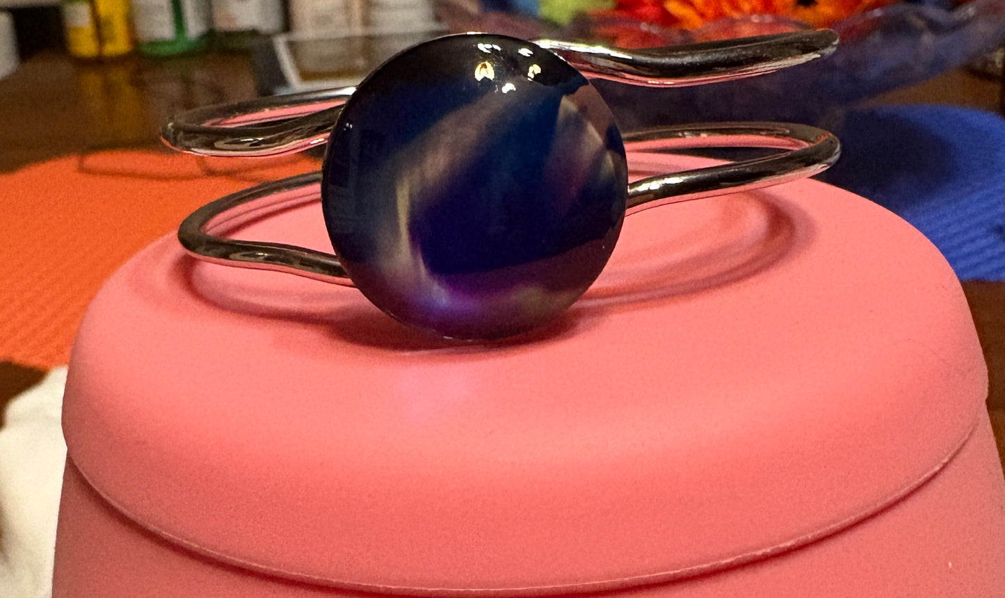 Aurora Lights Cabochon-2 Silver Bracelet