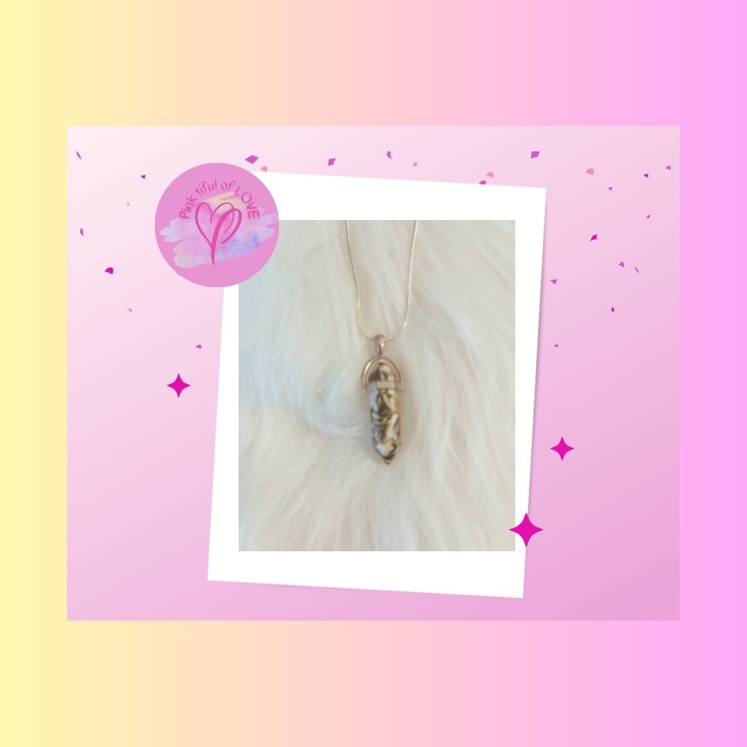 Picture Jasper Dagger Pendant on a Silver chain NecklacePink tiful of LOVE