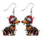 Christmas Dachshund Dog Wire EarringsPink tiful of LOVE