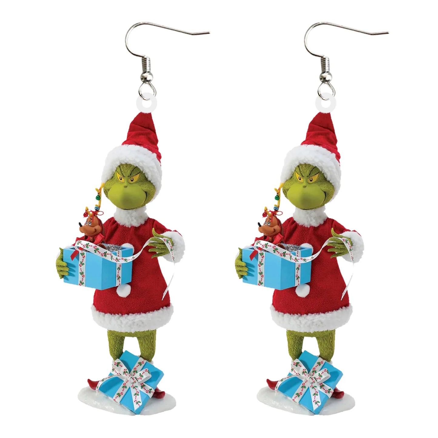 Santa Grinch with presents Wire EarringsPink tiful of LOVE
