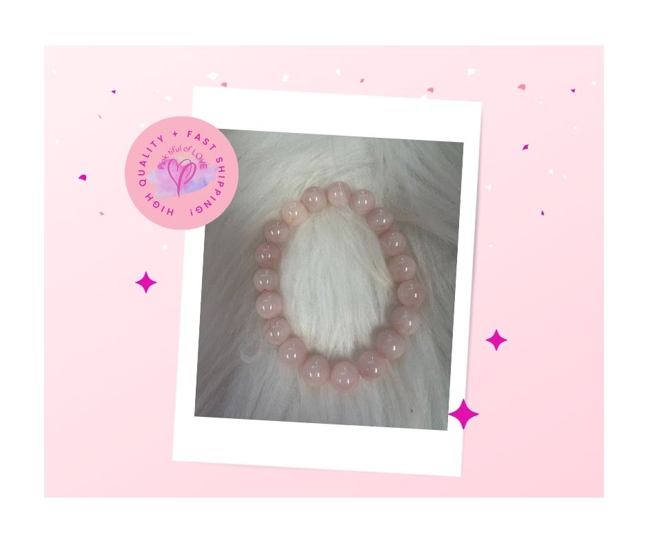 Rose Quartz Natural Gemstones Beaded Elastic Bracelet