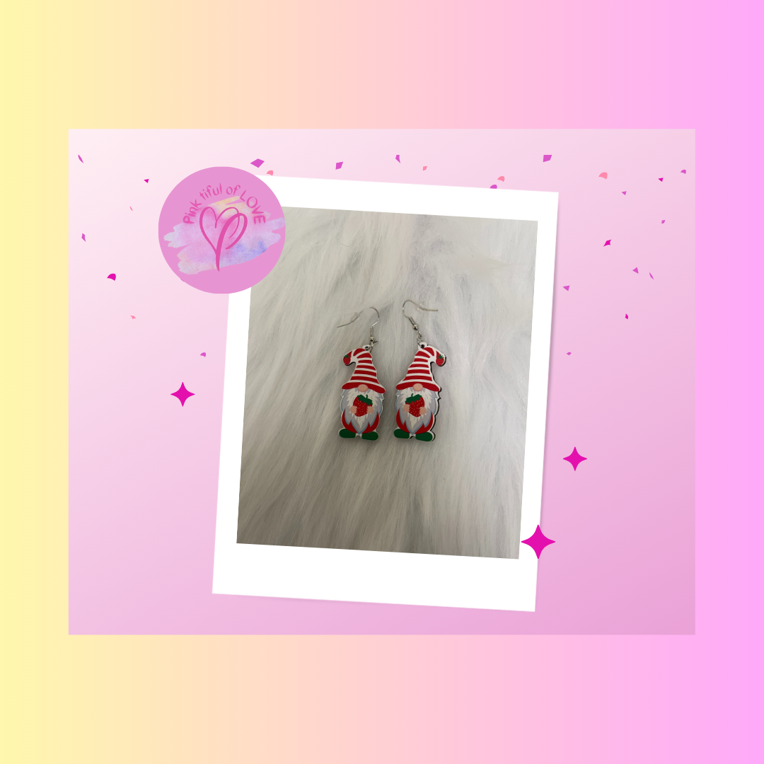 Strawberry Gnome Wire earringsPink tiful of LOVE