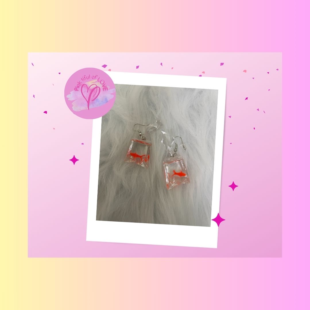 Gold Fish Wire EarringsPink tiful of LOVE