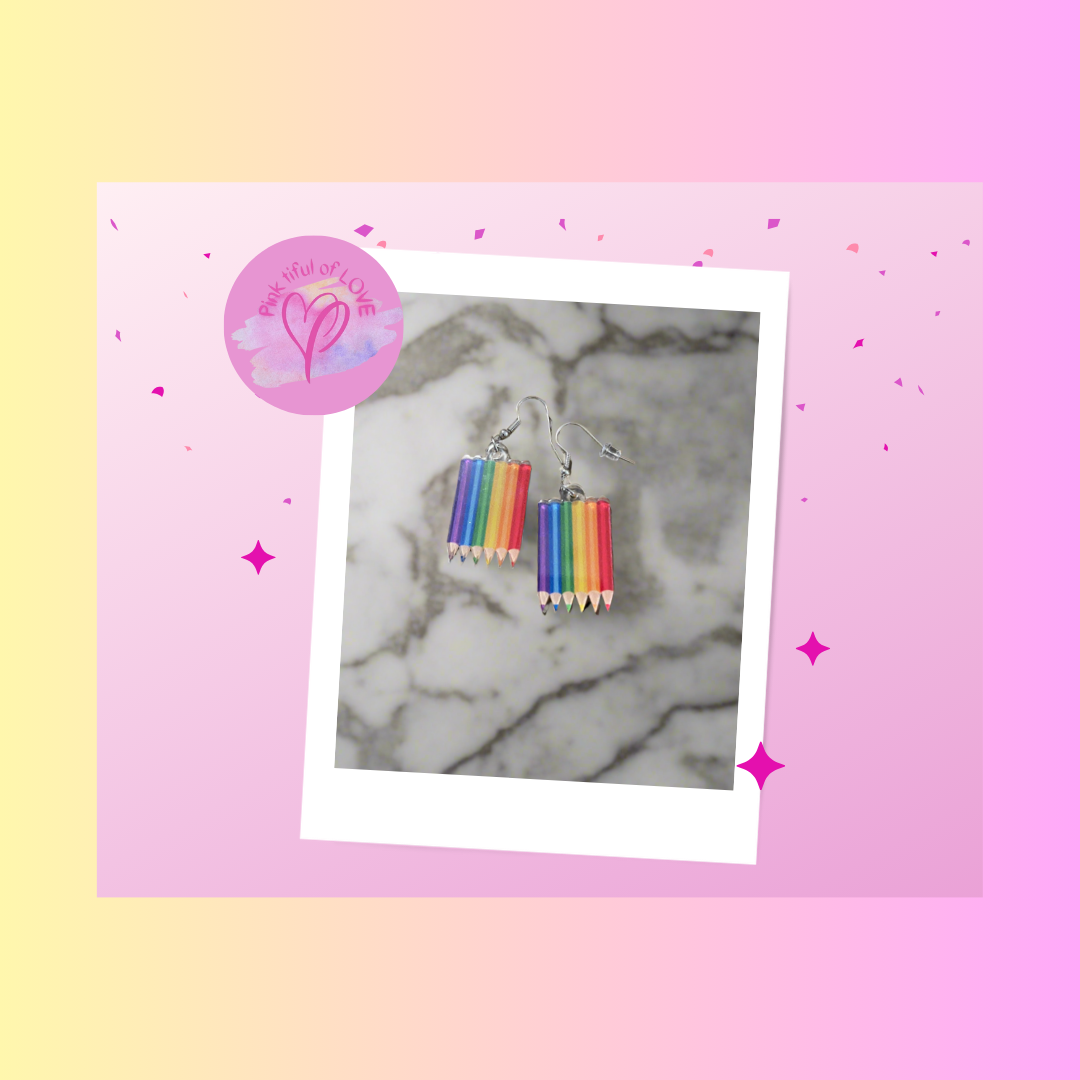 Rainbow Pencil Wire earringsPink tiful of LOVE