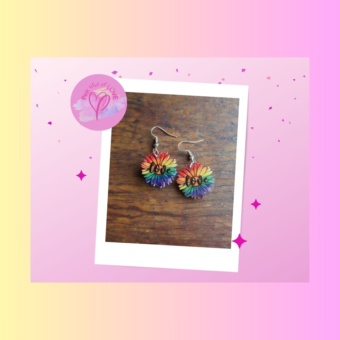 Rainbow Sunflower Wire earringsPink tiful of LOVE