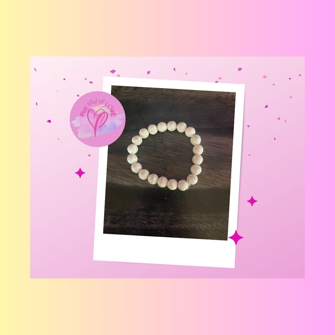 Cream Round Beaded Elastic/Stretch BraceletPink tiful of LOVE