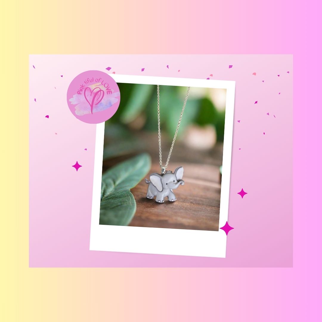 Tiny Trunk Elephant Pendant on a Silver Chain NeclakcePink tiful of LOVE